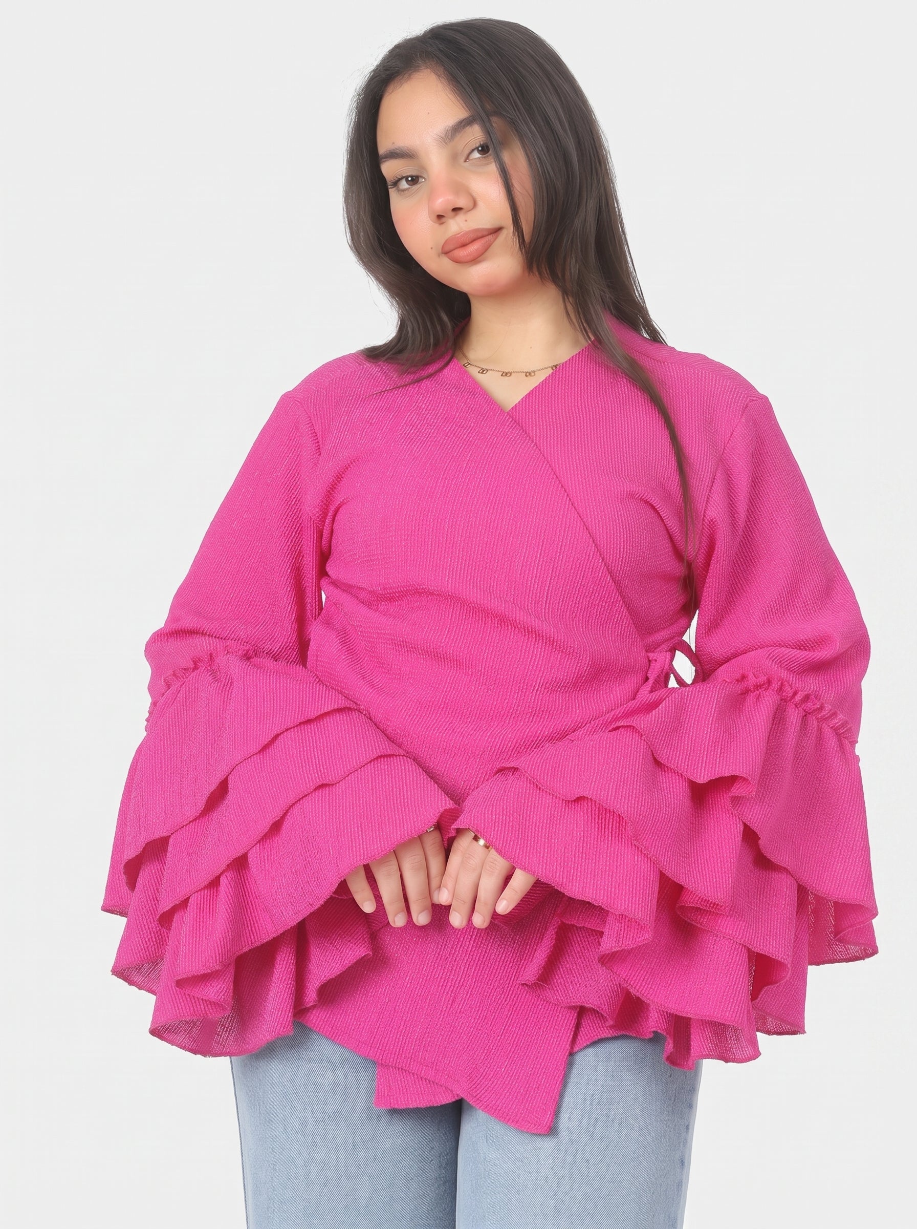 Side Tie Ruffle Sleeve Blouse 2002/238