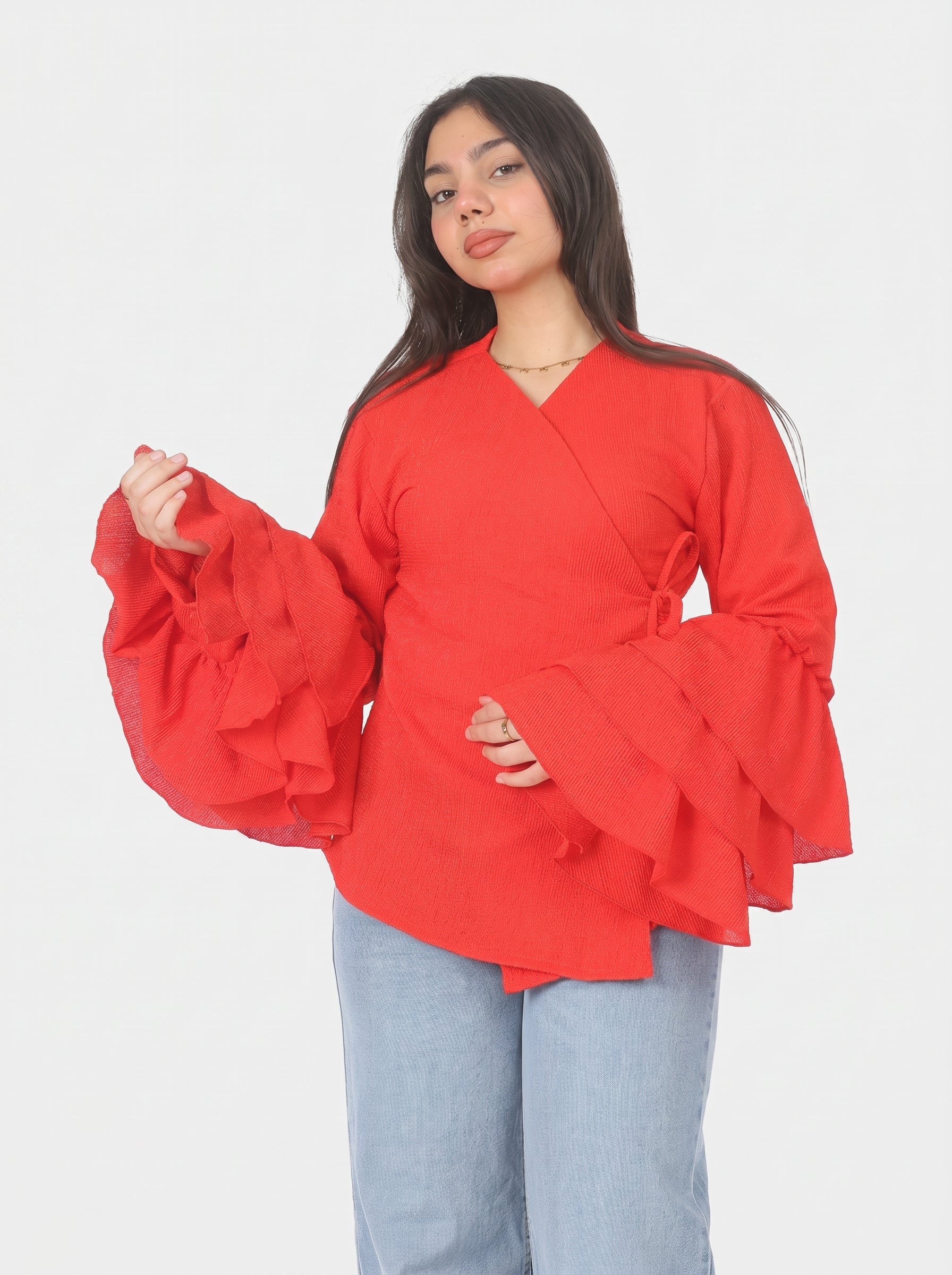 Side Tie Ruffle Sleeve Blouse 2002/238