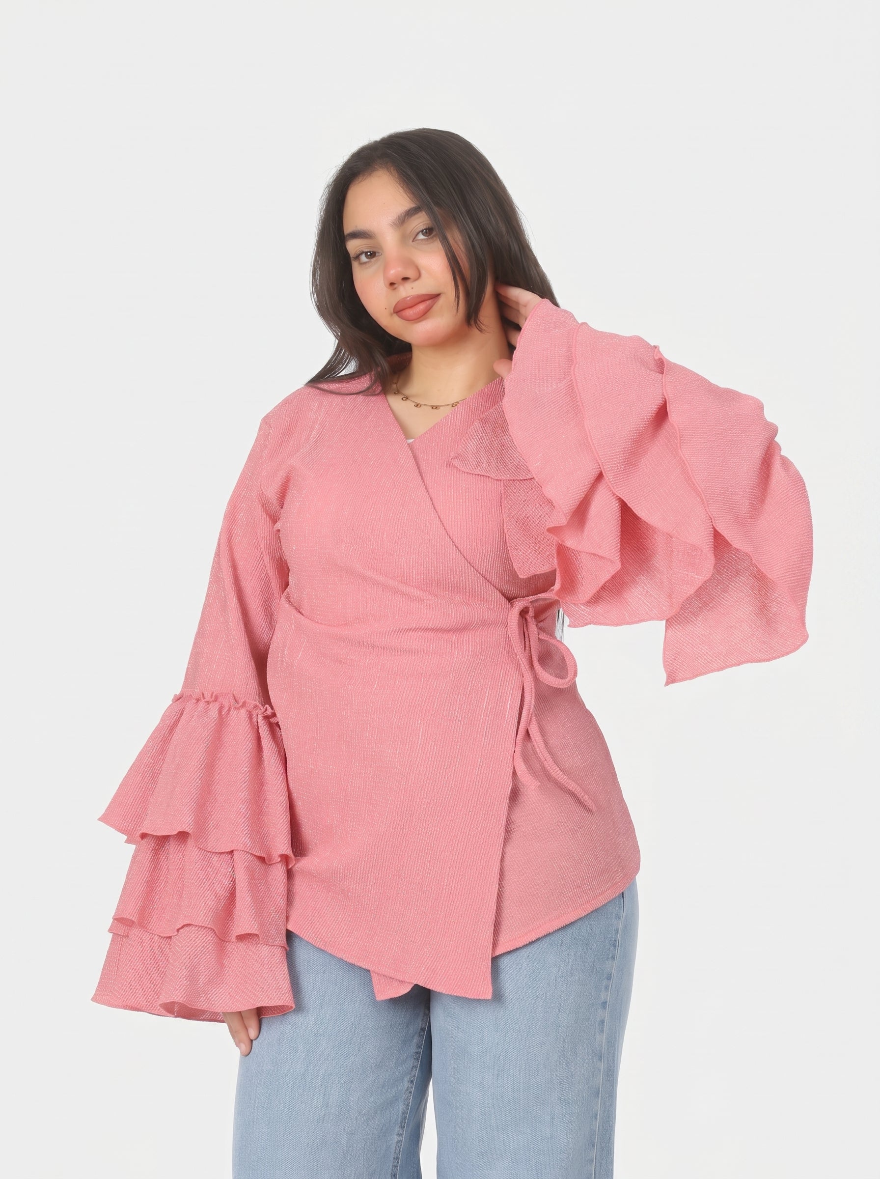 Side Tie Ruffle Sleeve Blouse 2002/238