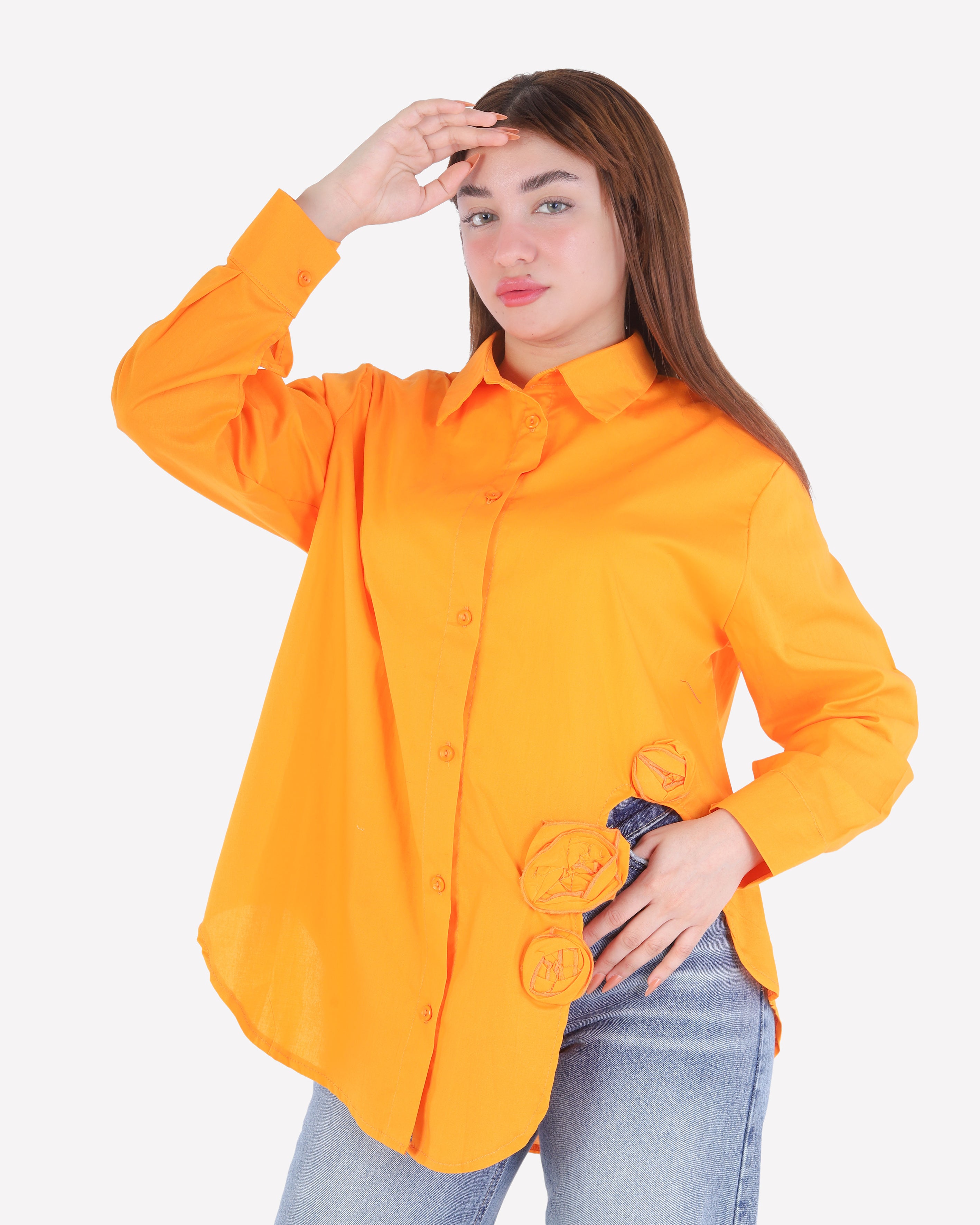 Button-Down Shirt with Floral Appliqué 2002/257