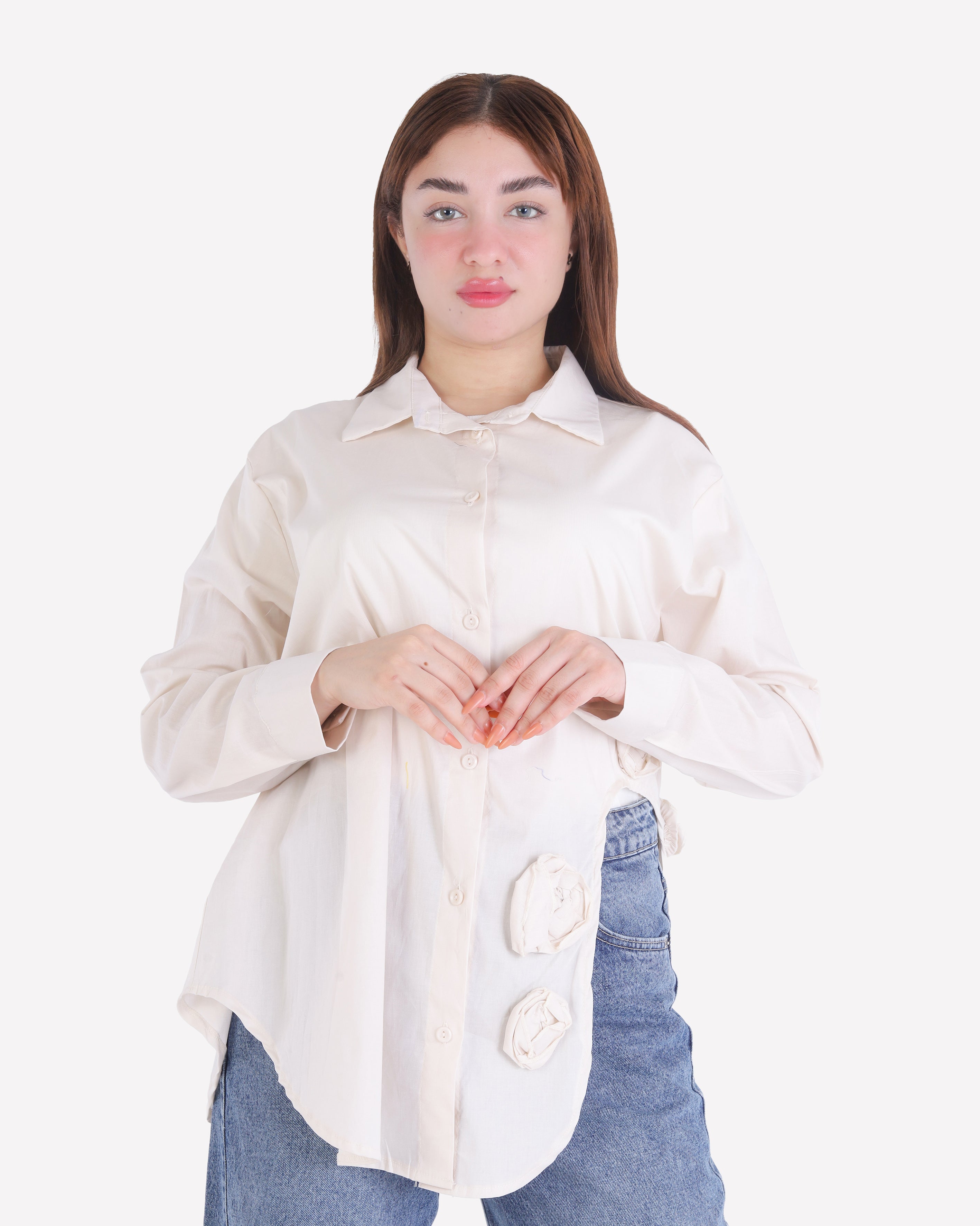Button-Down Shirt with Floral Appliqué 2002/257