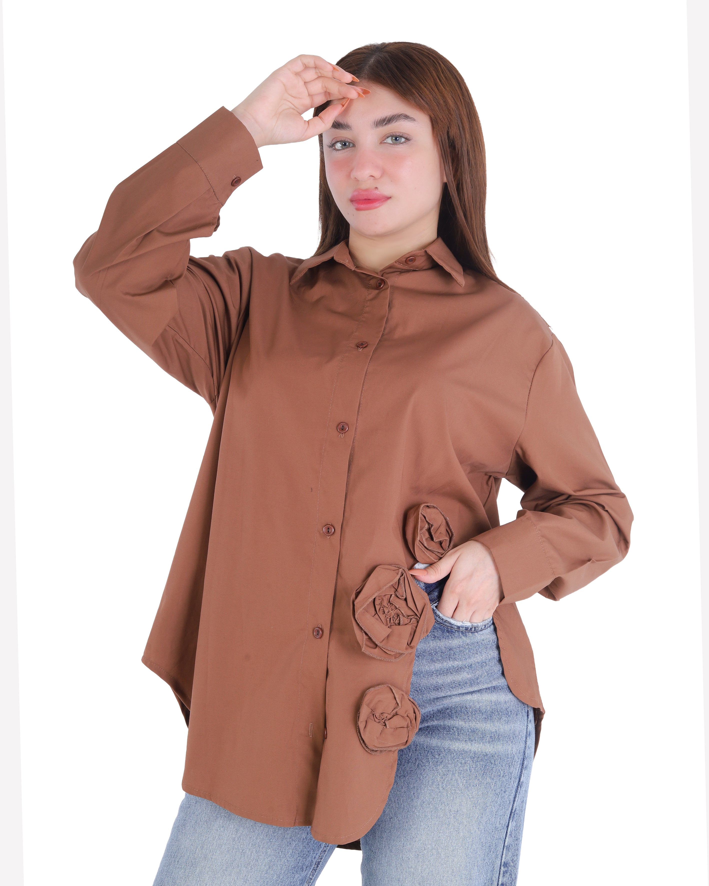 Button-Down Shirt with Floral Appliqué 2002/257