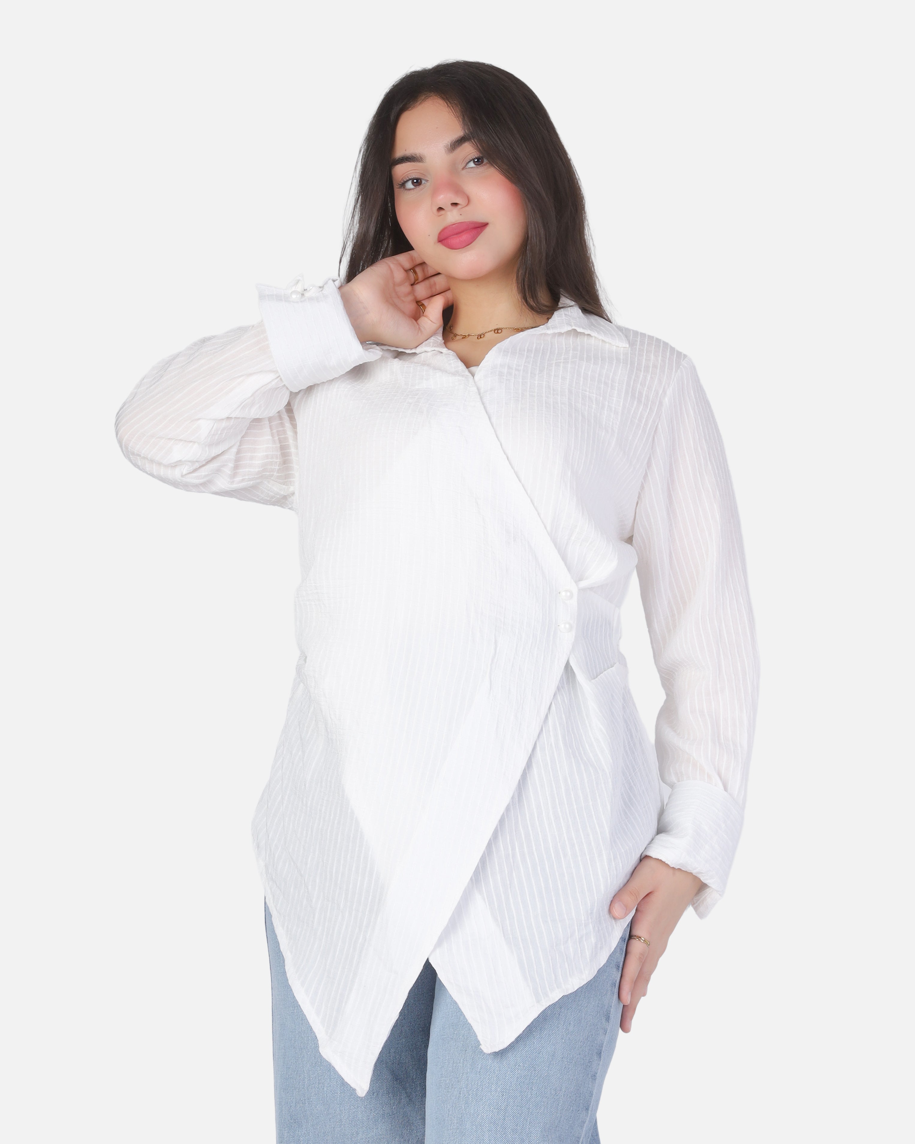Striped Blouse with Asymmetric Hem 2002/277
