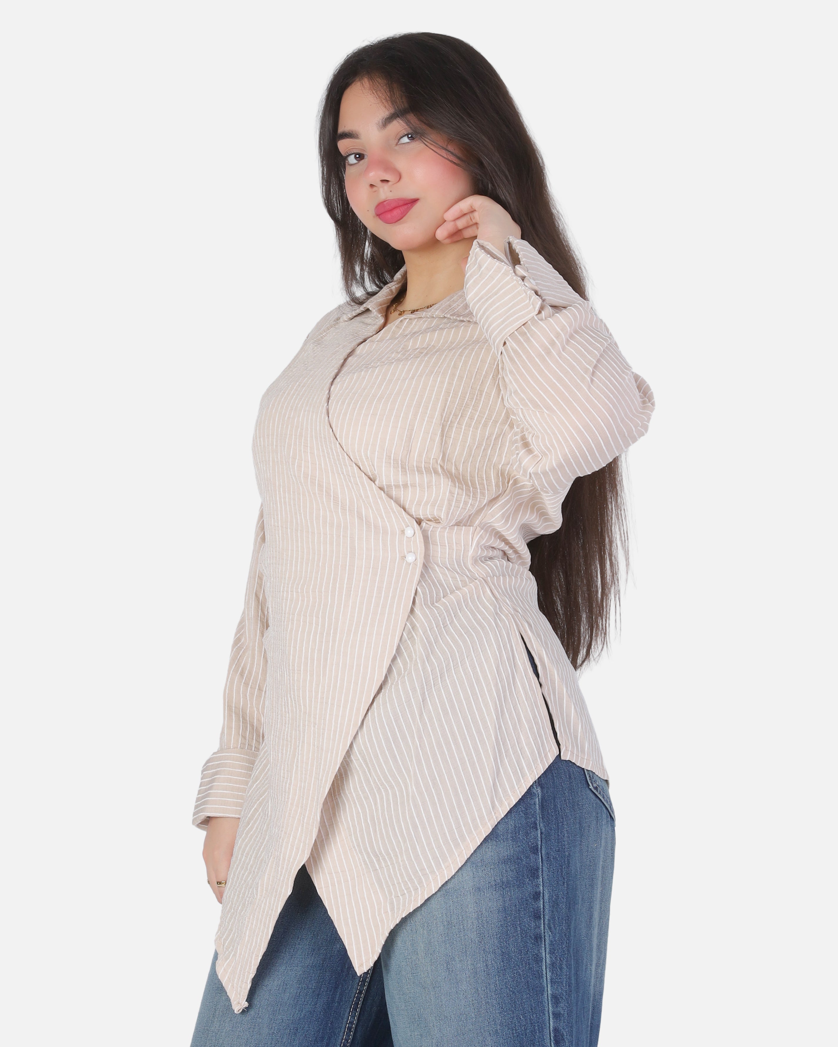 Striped Blouse with Asymmetric Hem 2002/277