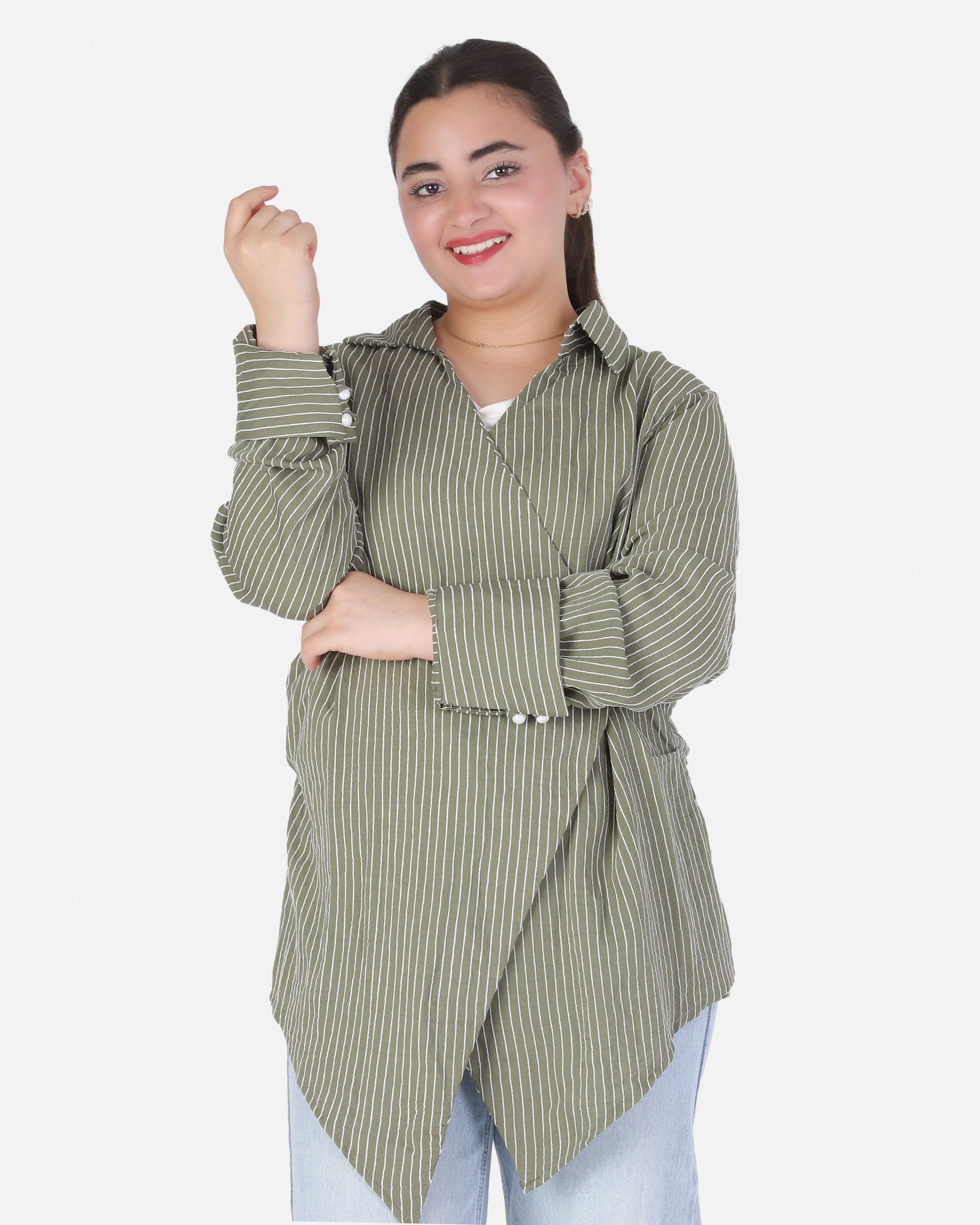 Striped Blouse with Asymmetric Hem 2002/277