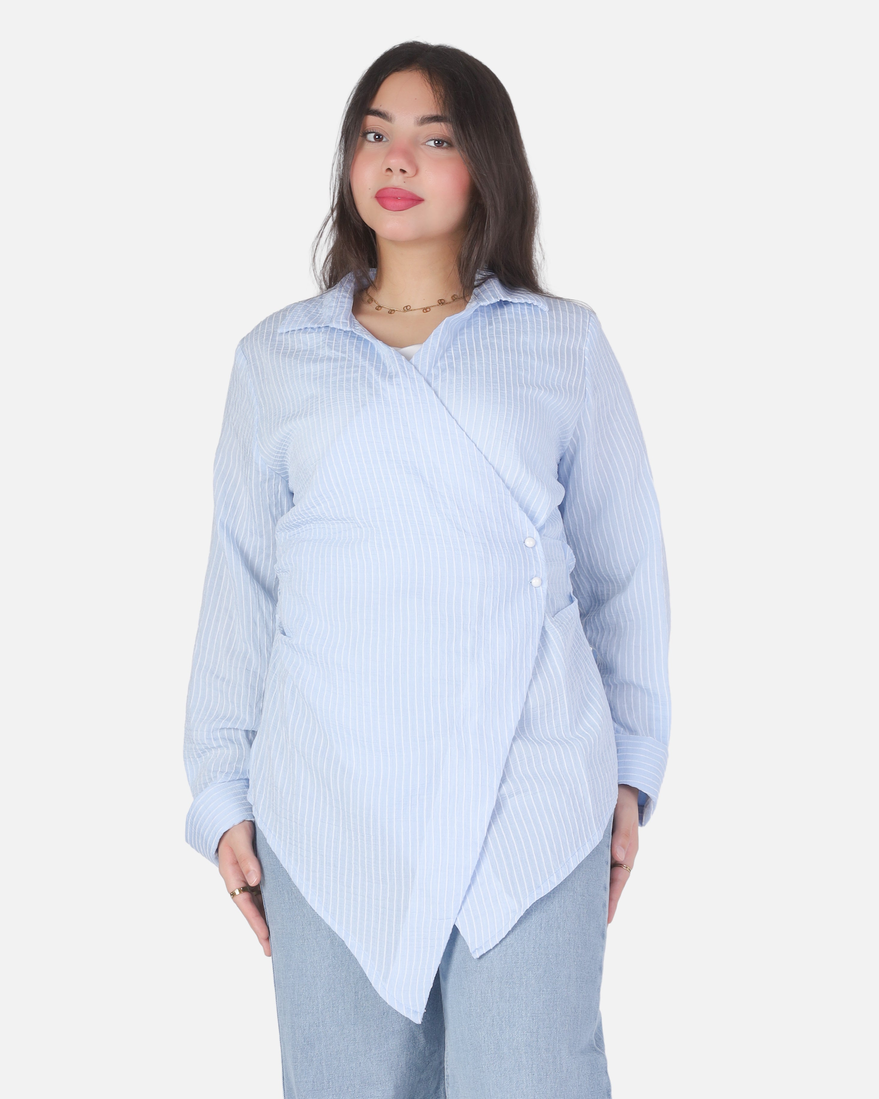 Striped Blouse with Asymmetric Hem 2002/277