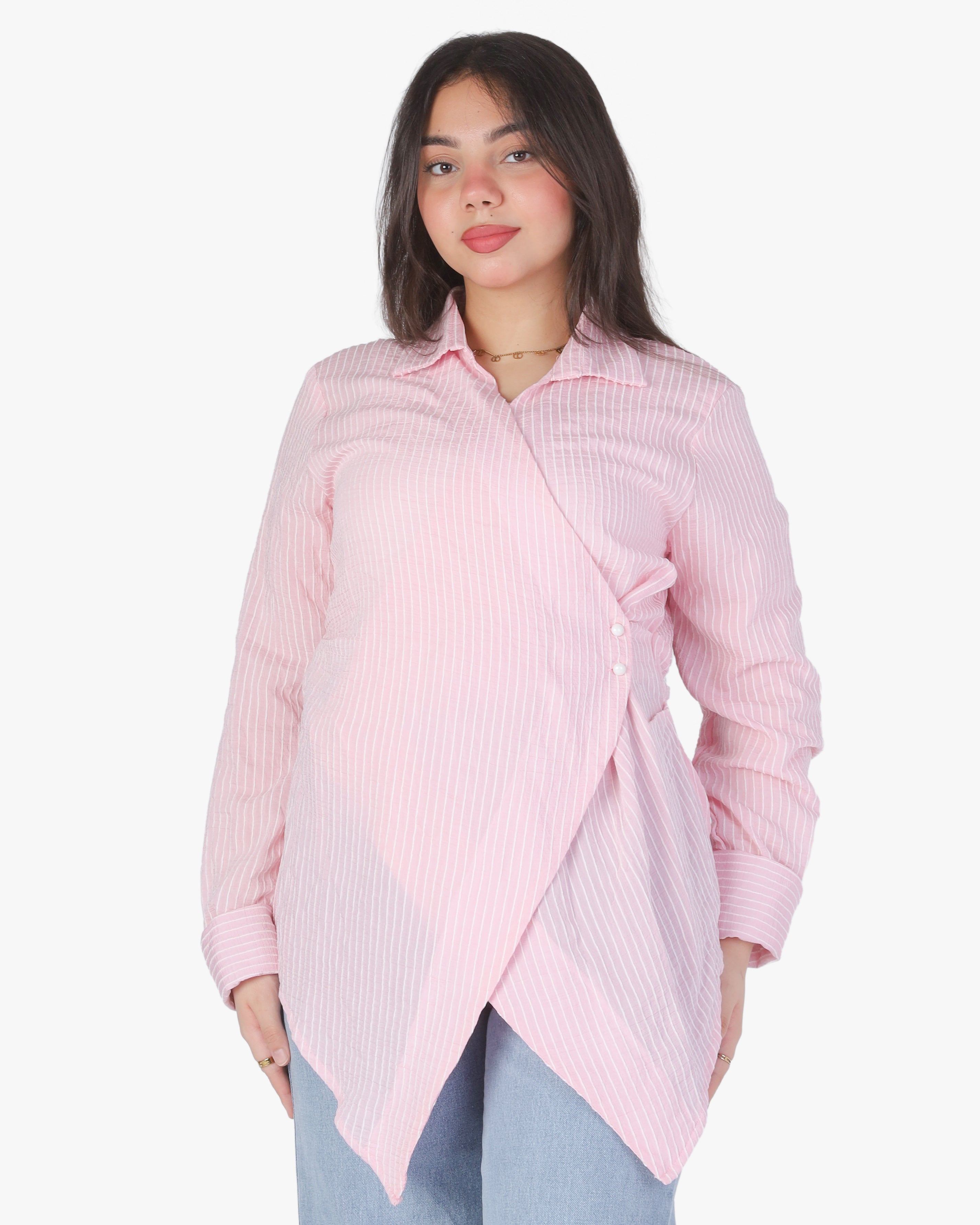 Striped Blouse with Asymmetric Hem 2002/277