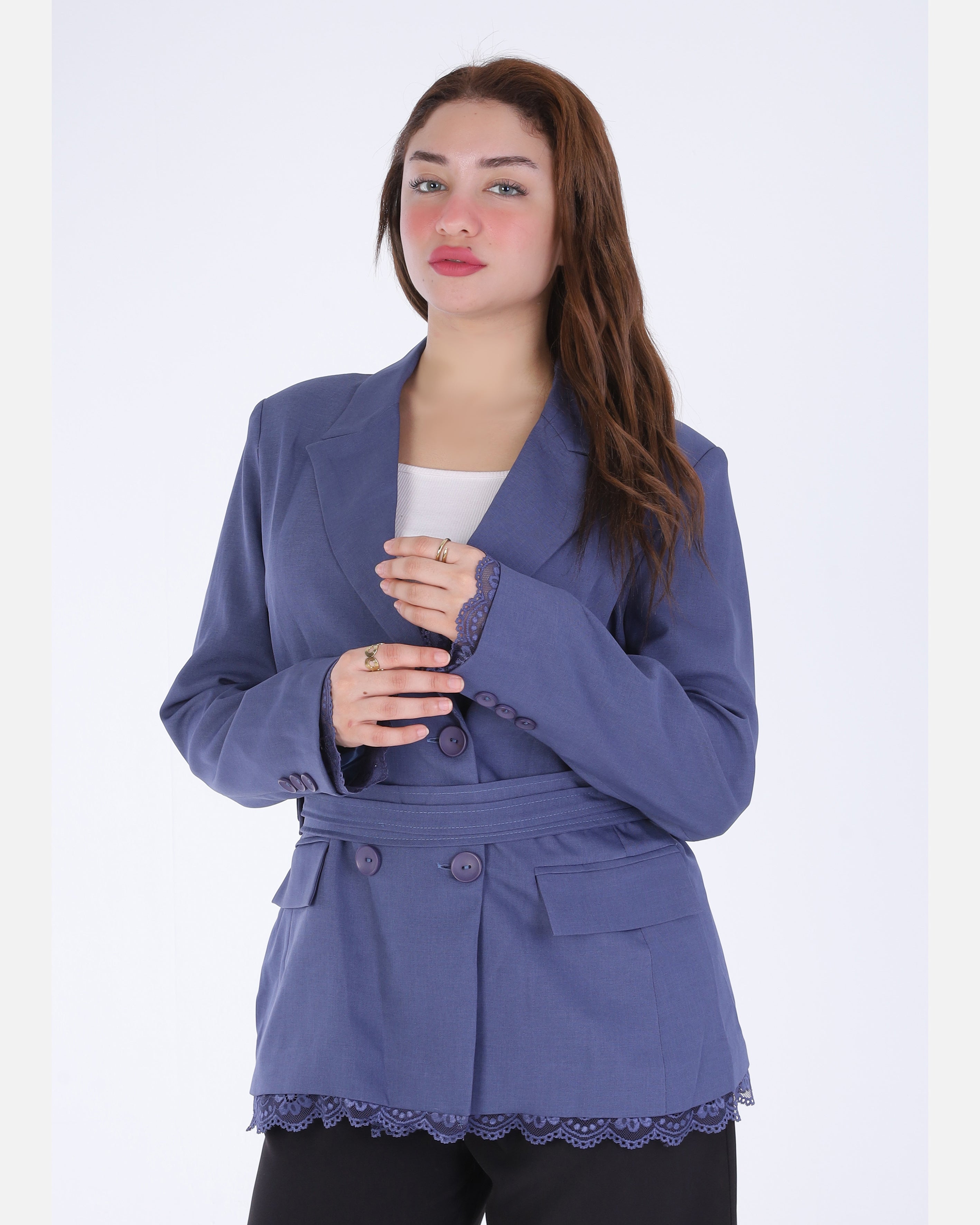 Lace Trim Belted Blazer 2003/008/1