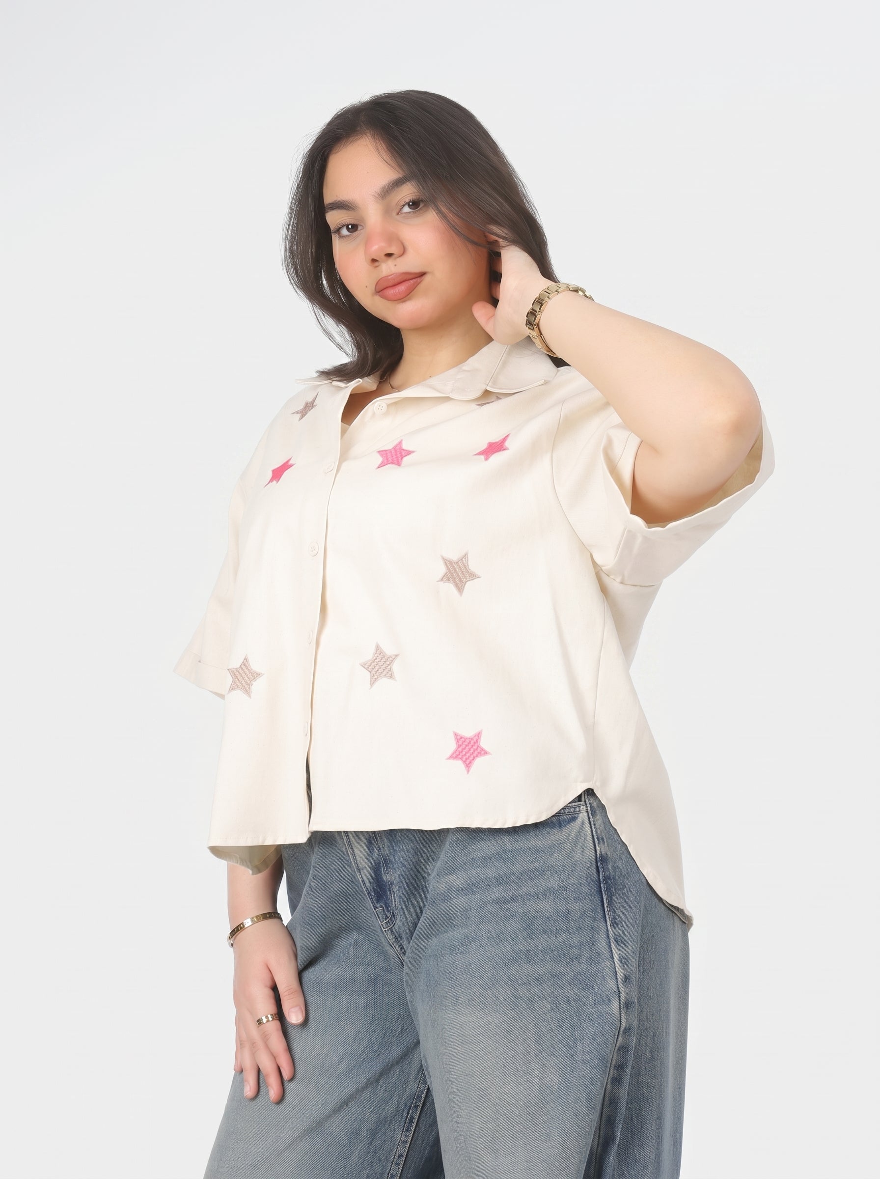Half-Sleeve Embroidered Star Shirt 2003/031