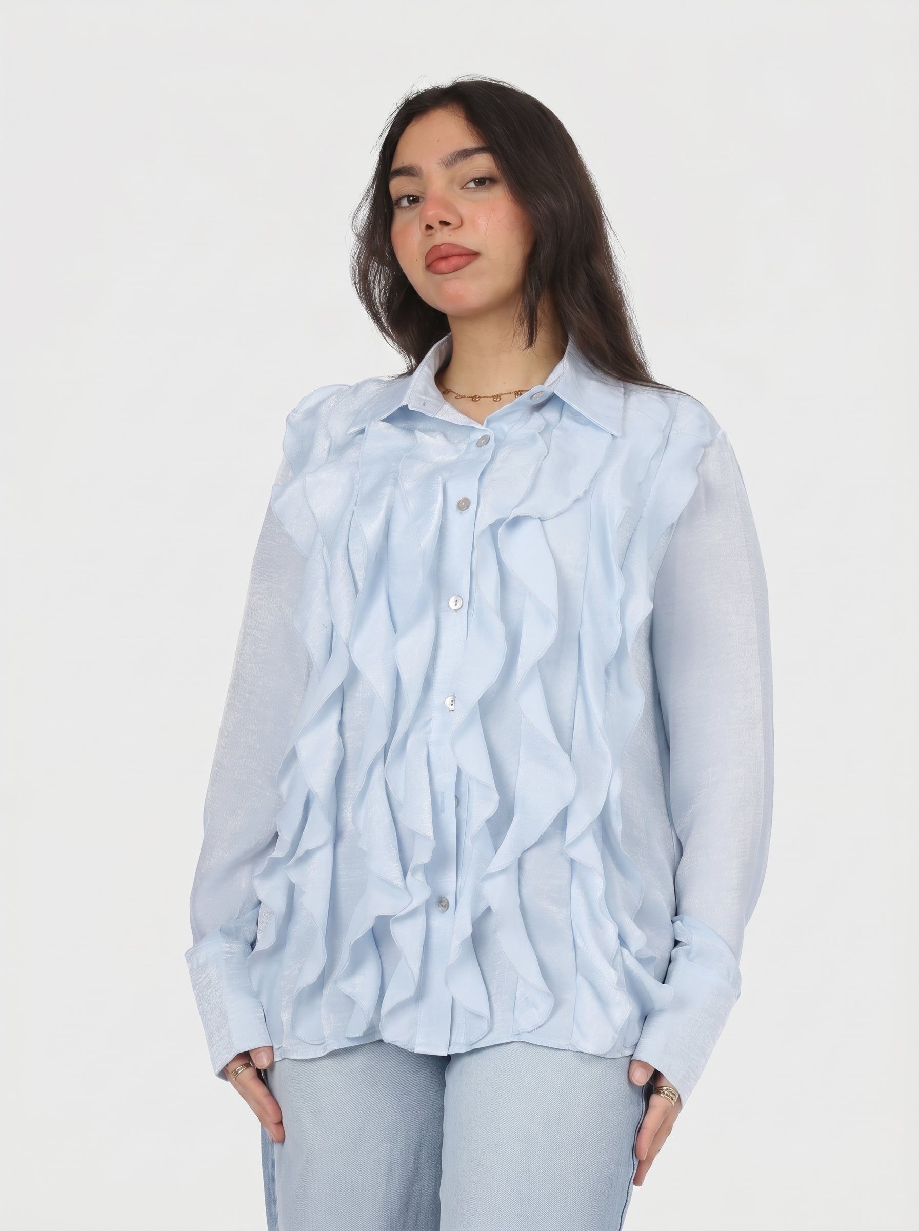 Elegant Ruffle Front Shirt 2003/061/2
