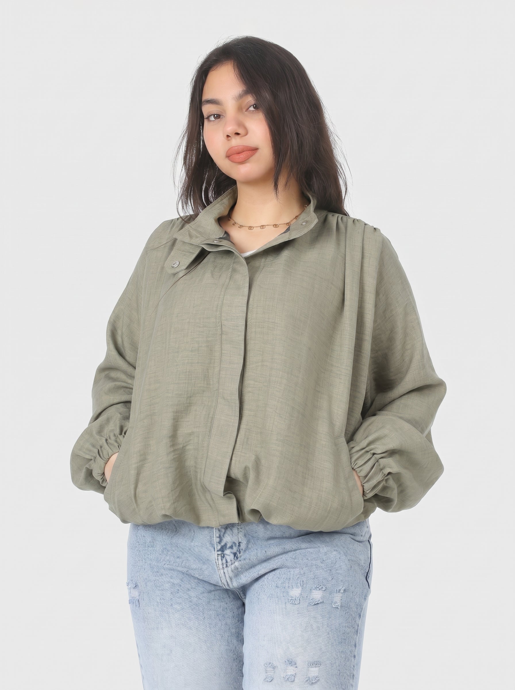 Relaxed Fit Balloon Sleeve Jacket 2003/075/1