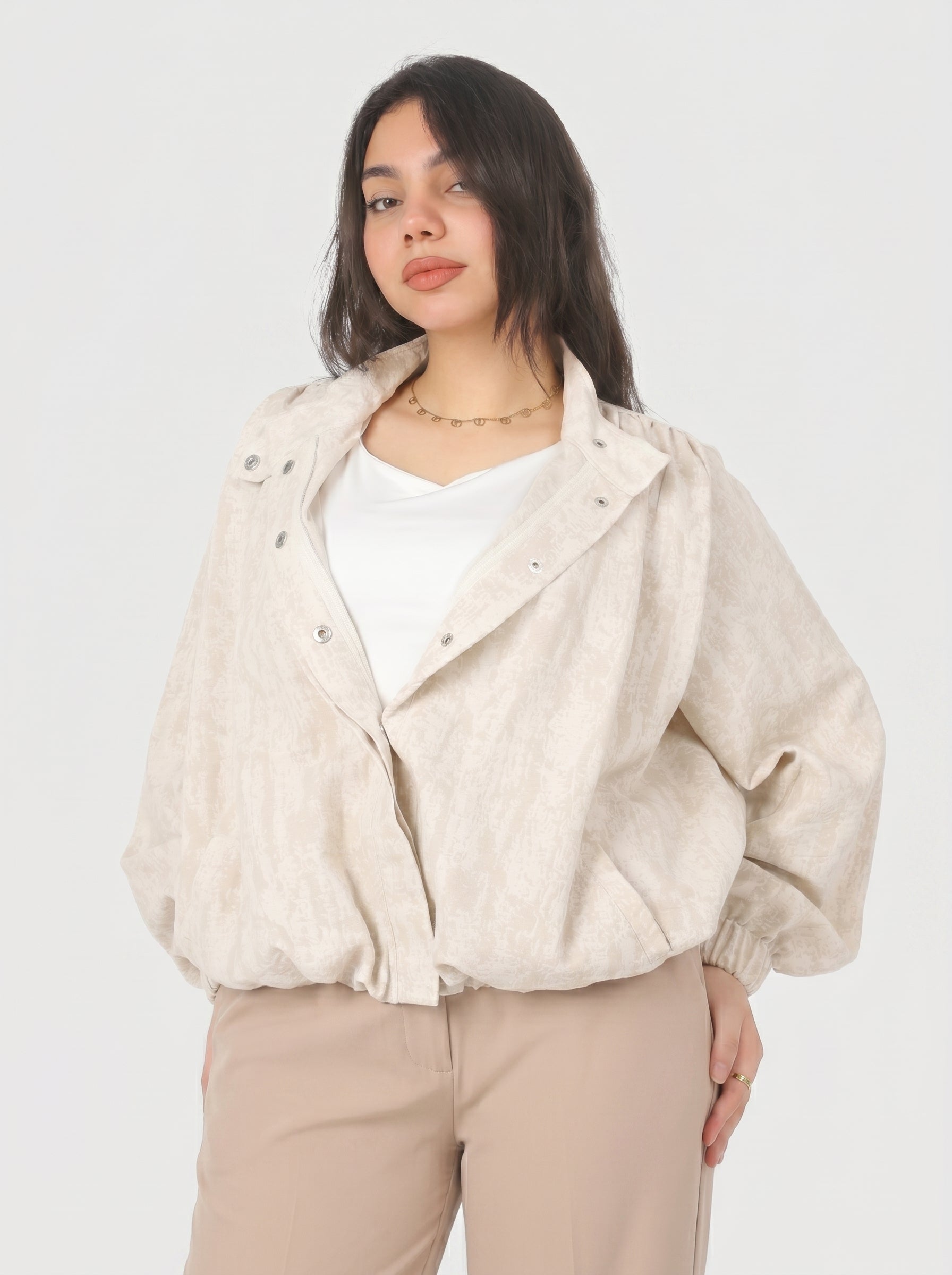 Textured Balloon Sleeve Jacket 2003/075