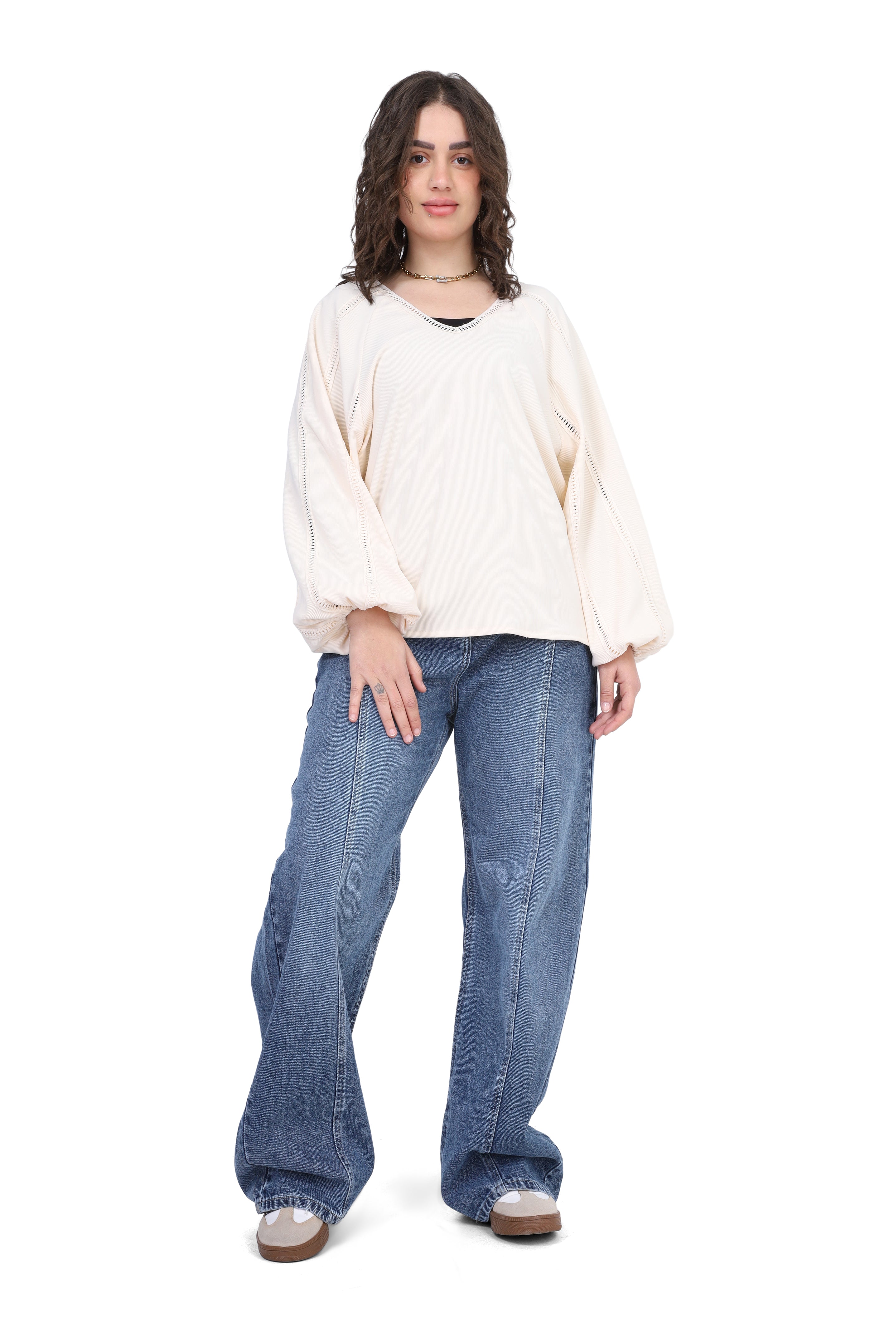 Puff Sleeve V-Neck Blouse 2003/129