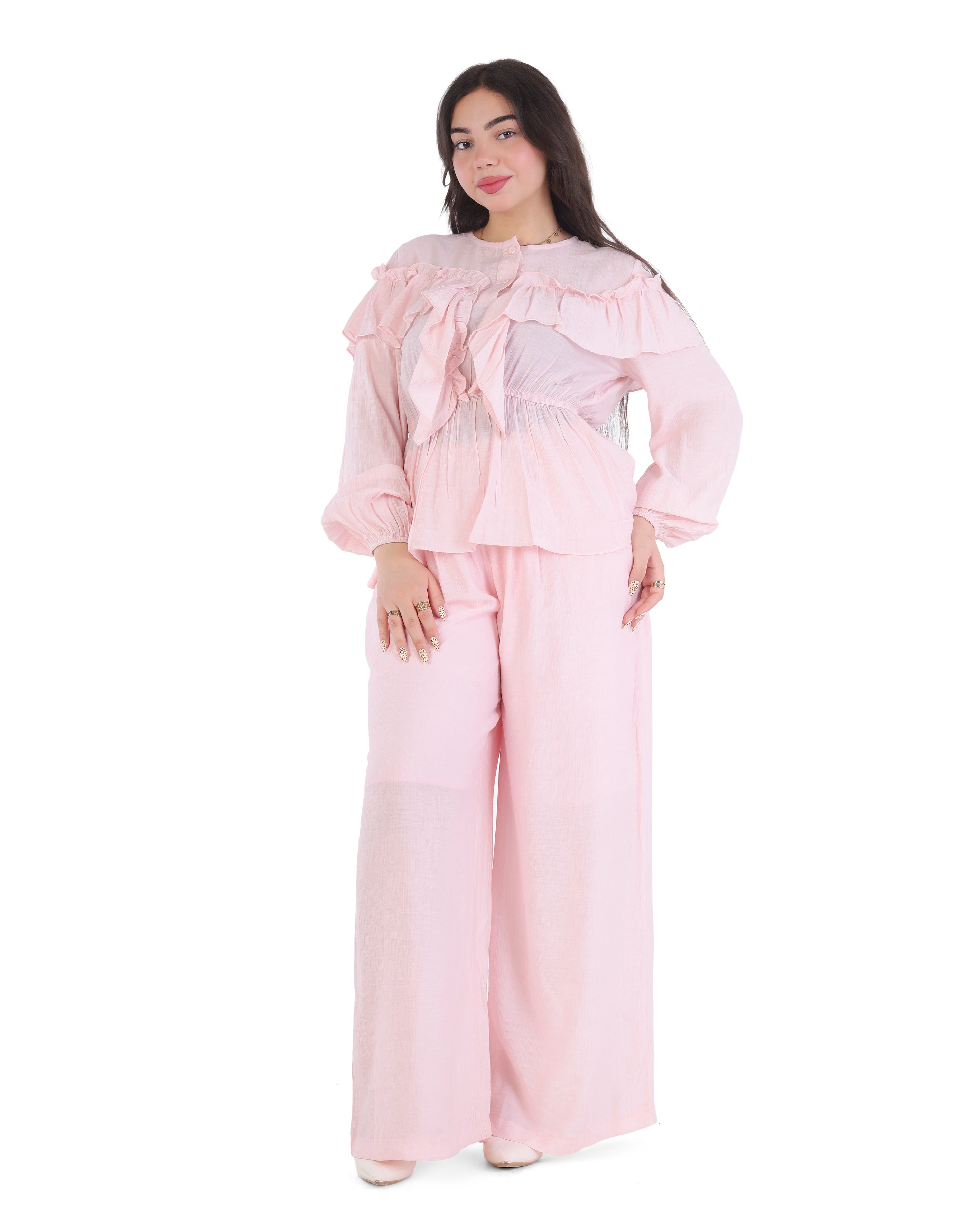Ruffle Blouse & Wide-Leg Pants Set 2003/134