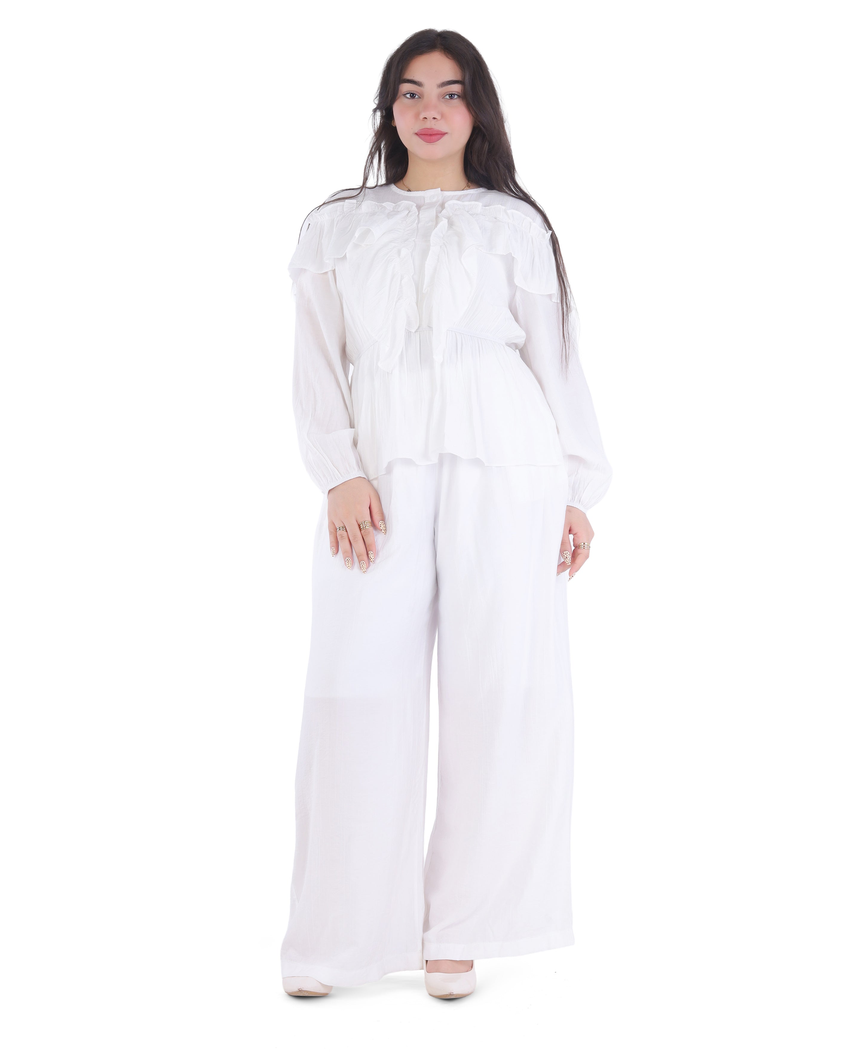 Ruffle Blouse & Wide-Leg Pants Set 2003/134