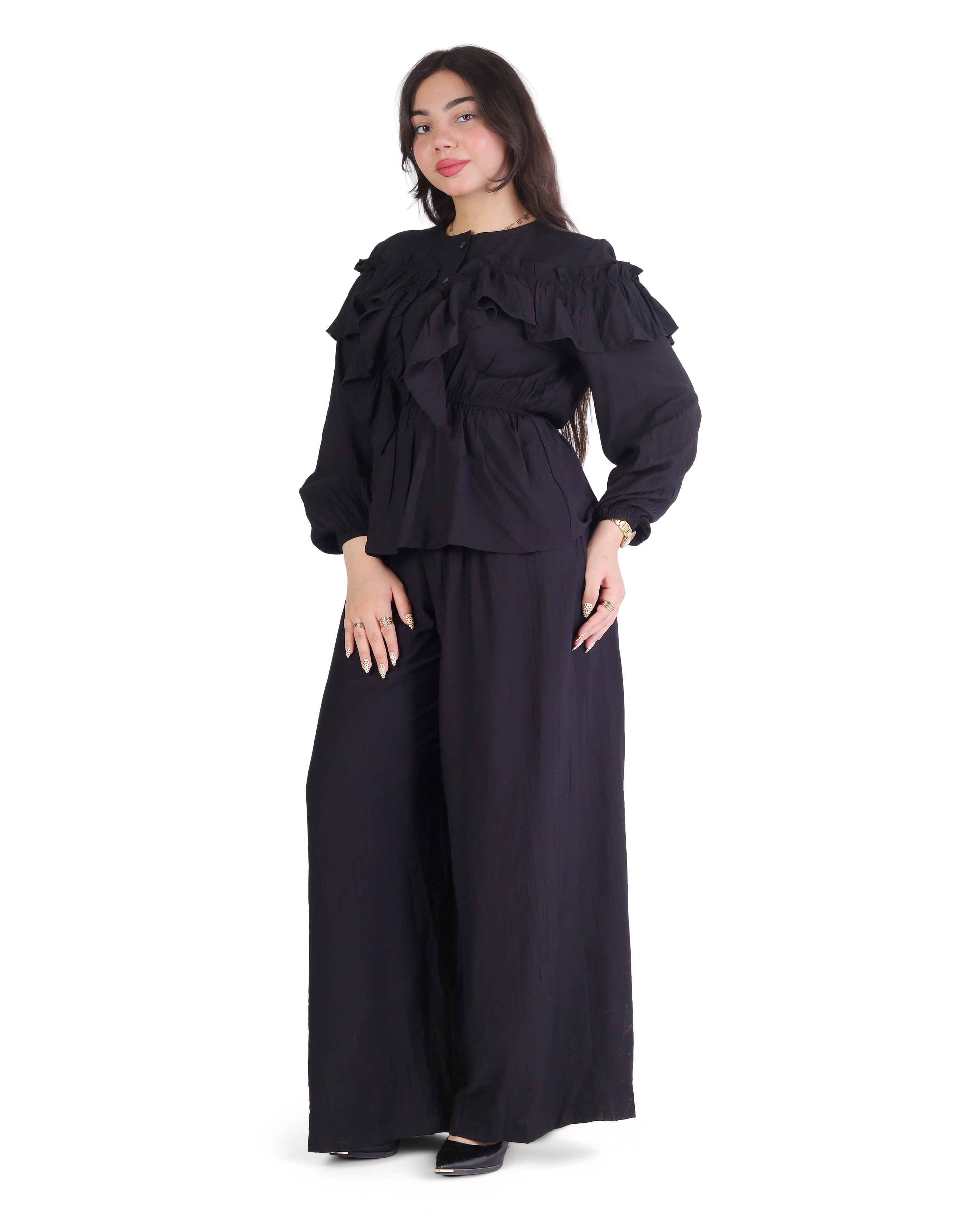 Ruffle Blouse & Wide-Leg Pants Set 2003/134