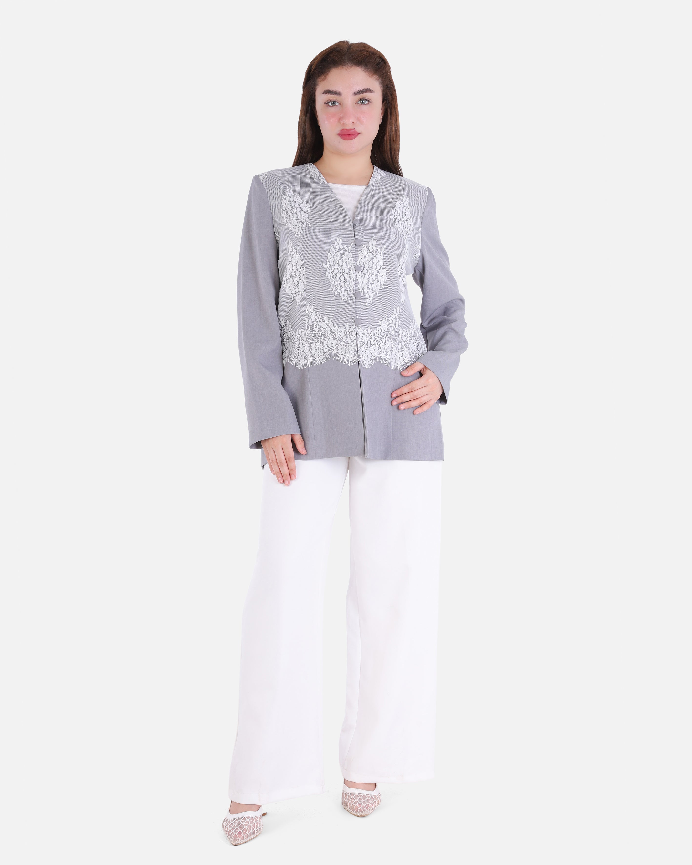 Lace Detail Blazer with Front Buttons 2003/162