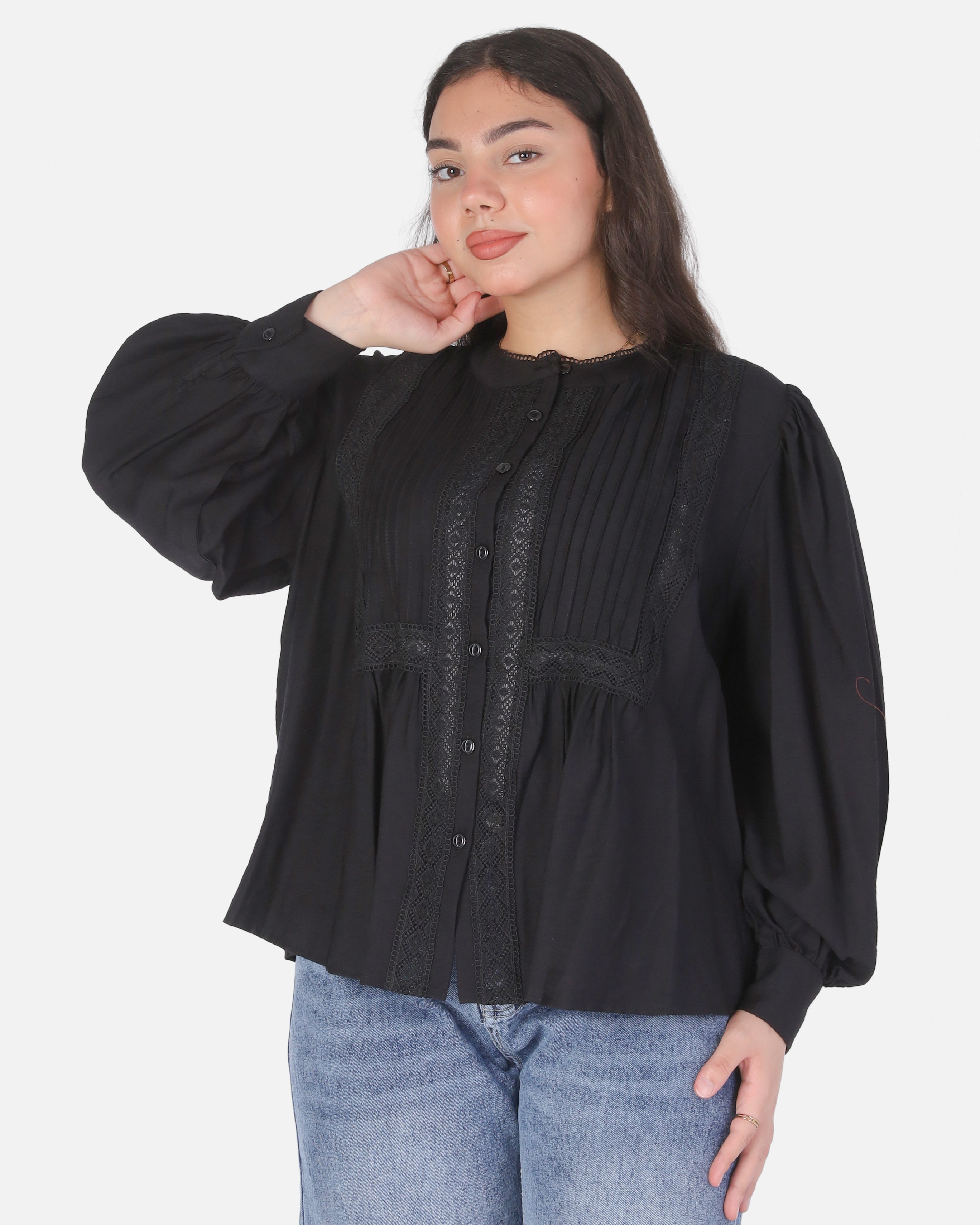 Button-Up Puff Sleeve Blouse 2003/172
