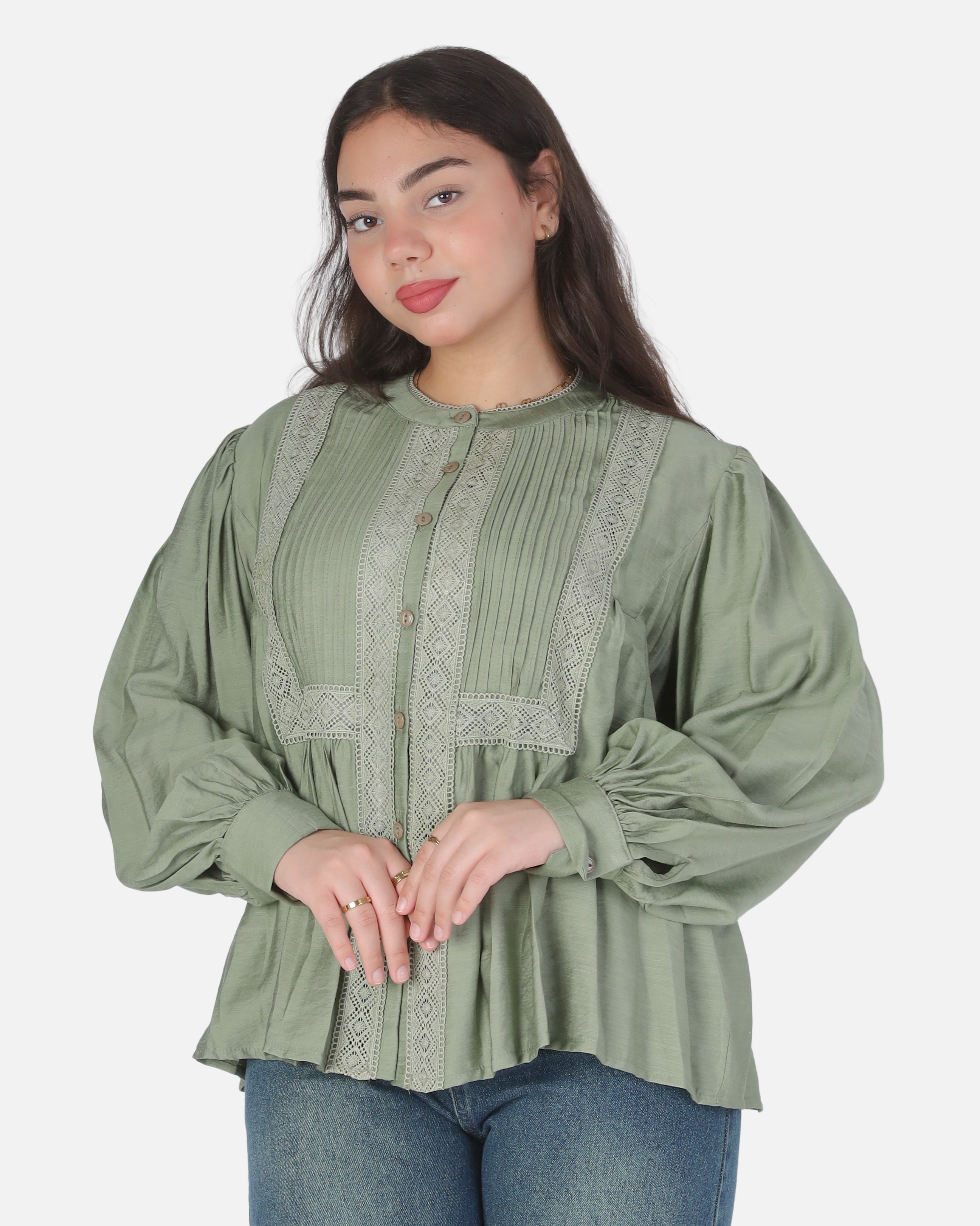 Button-Up Puff Sleeve Blouse 2003/172
