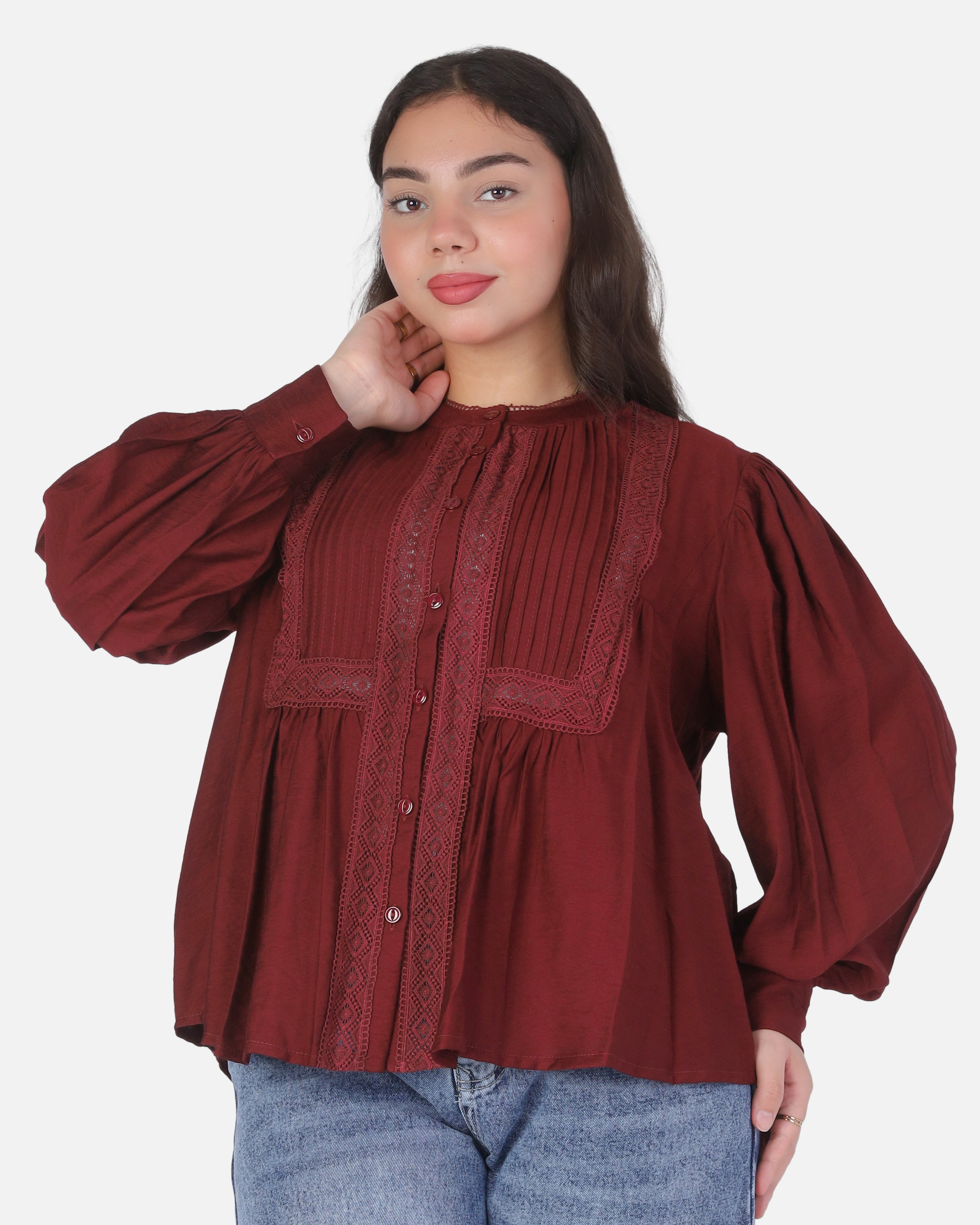 Button-Up Puff Sleeve Blouse 2003/172