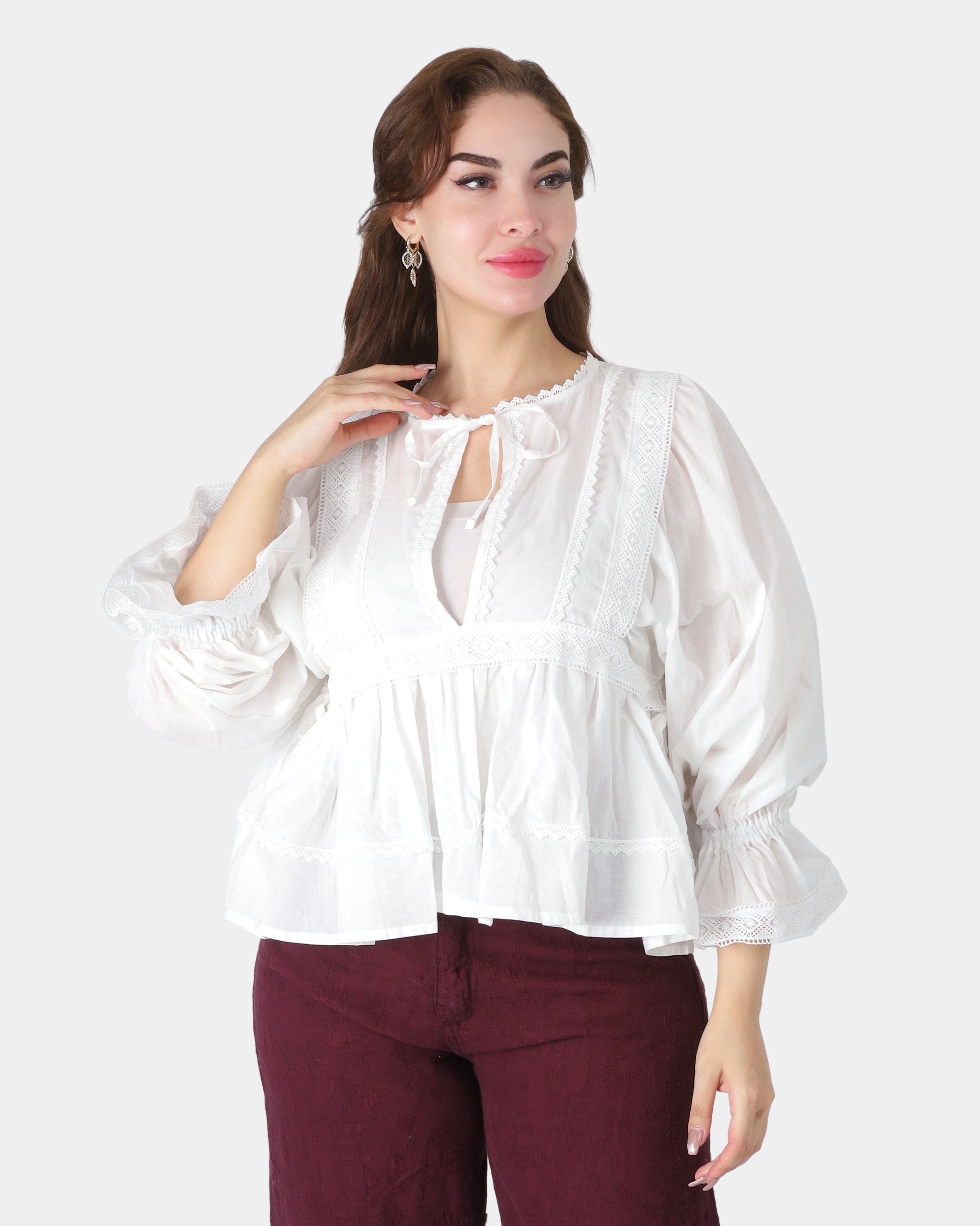 Front Tie Crop Blouse 2003/174