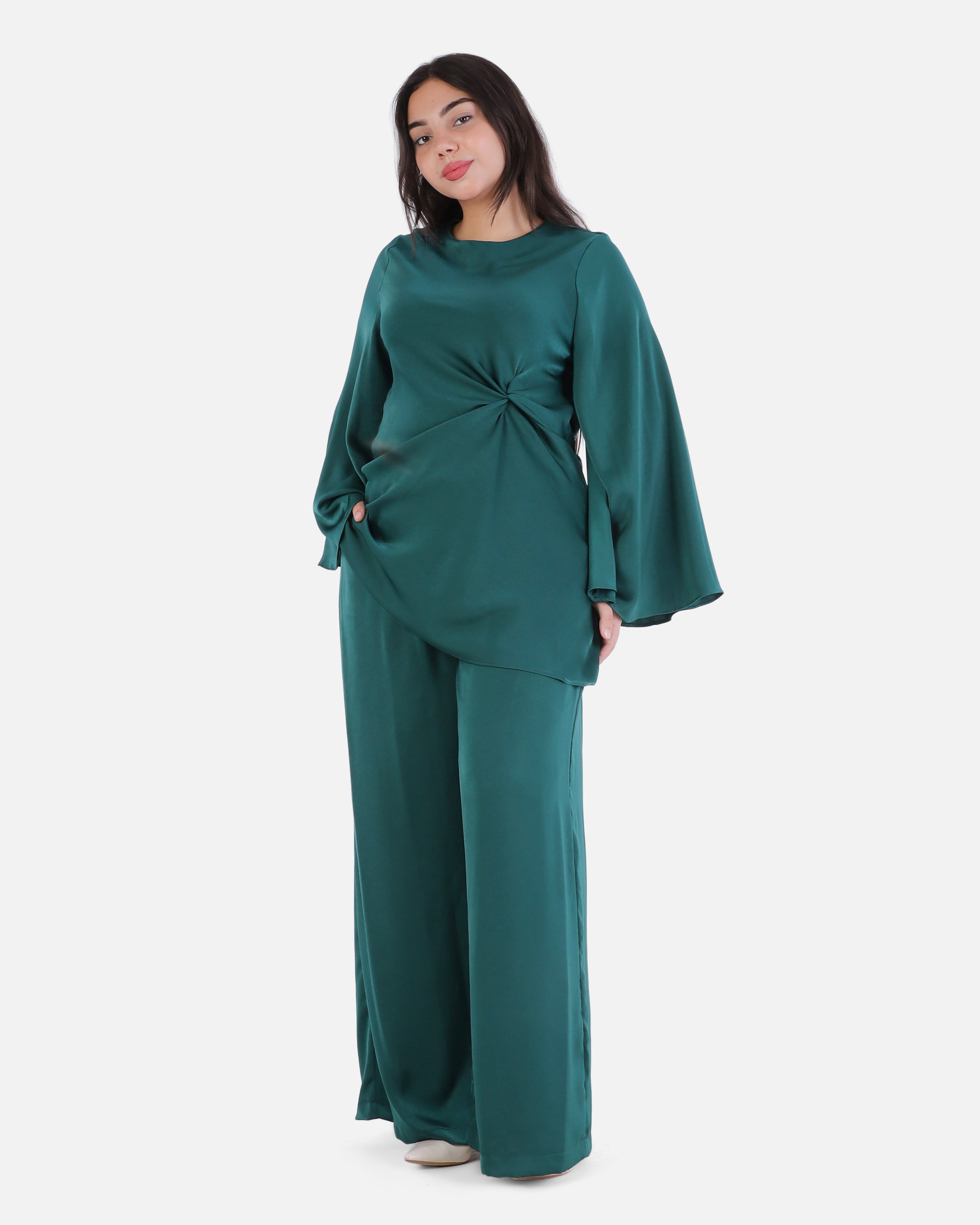 Elegant Flowing Blouse & Wide-Leg Pants Set 2003/235