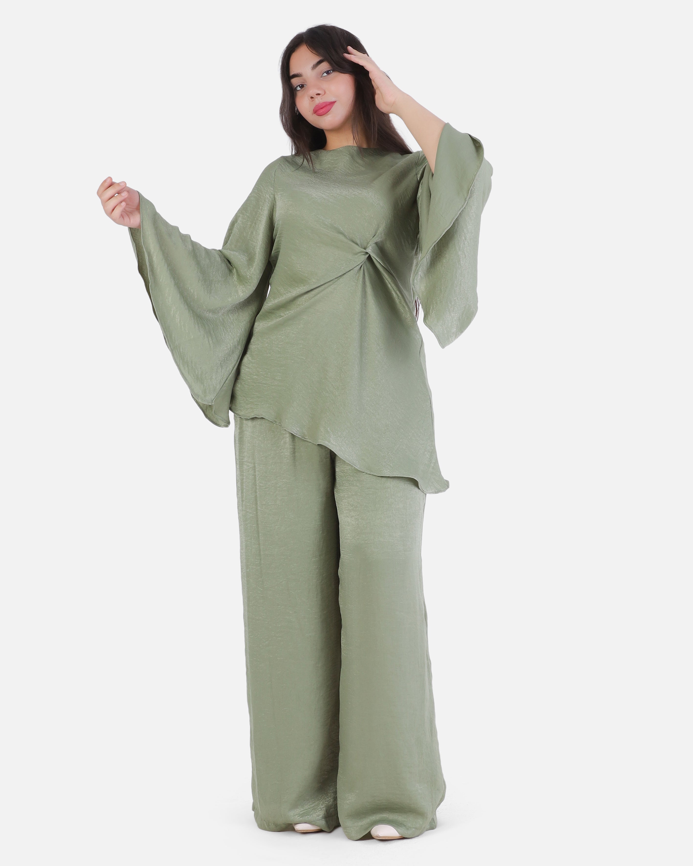 Elegant Flowing Blouse & Wide-Leg Pants Set 2003/235