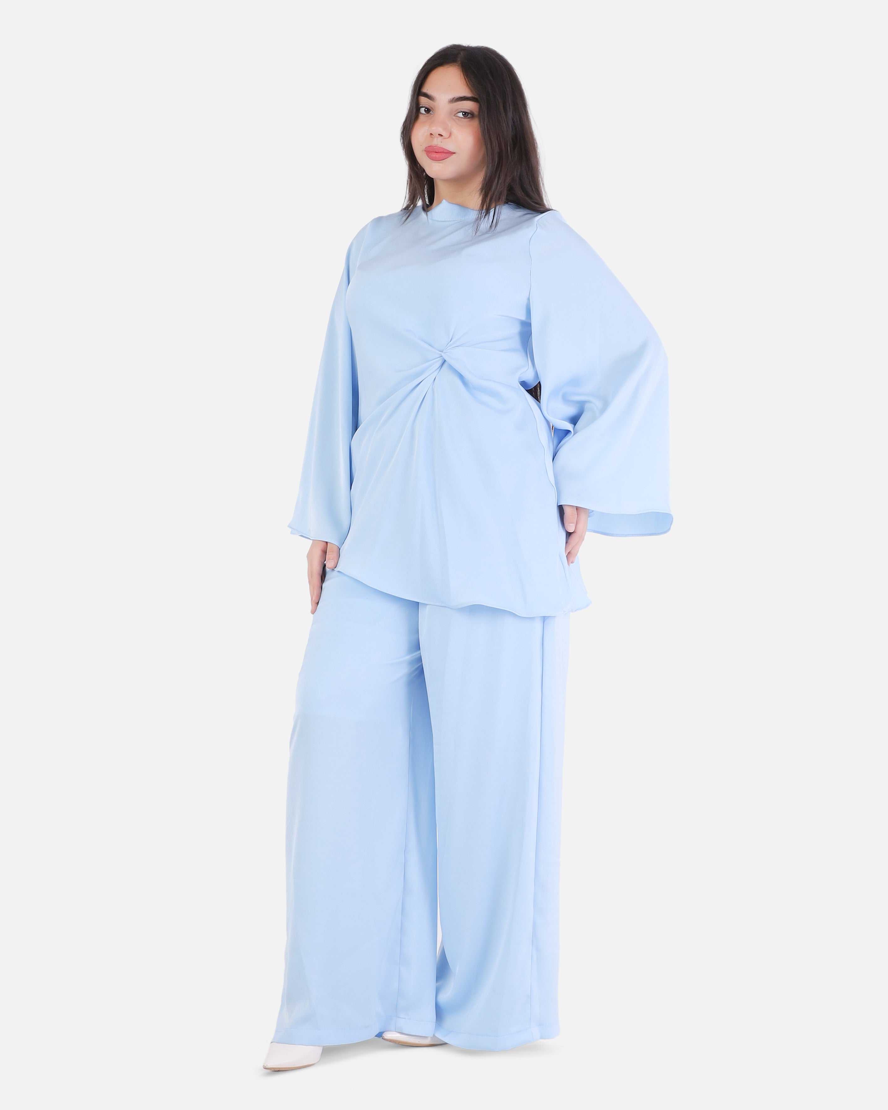 Elegant Flowing Blouse & Wide-Leg Pants Set 2003/235