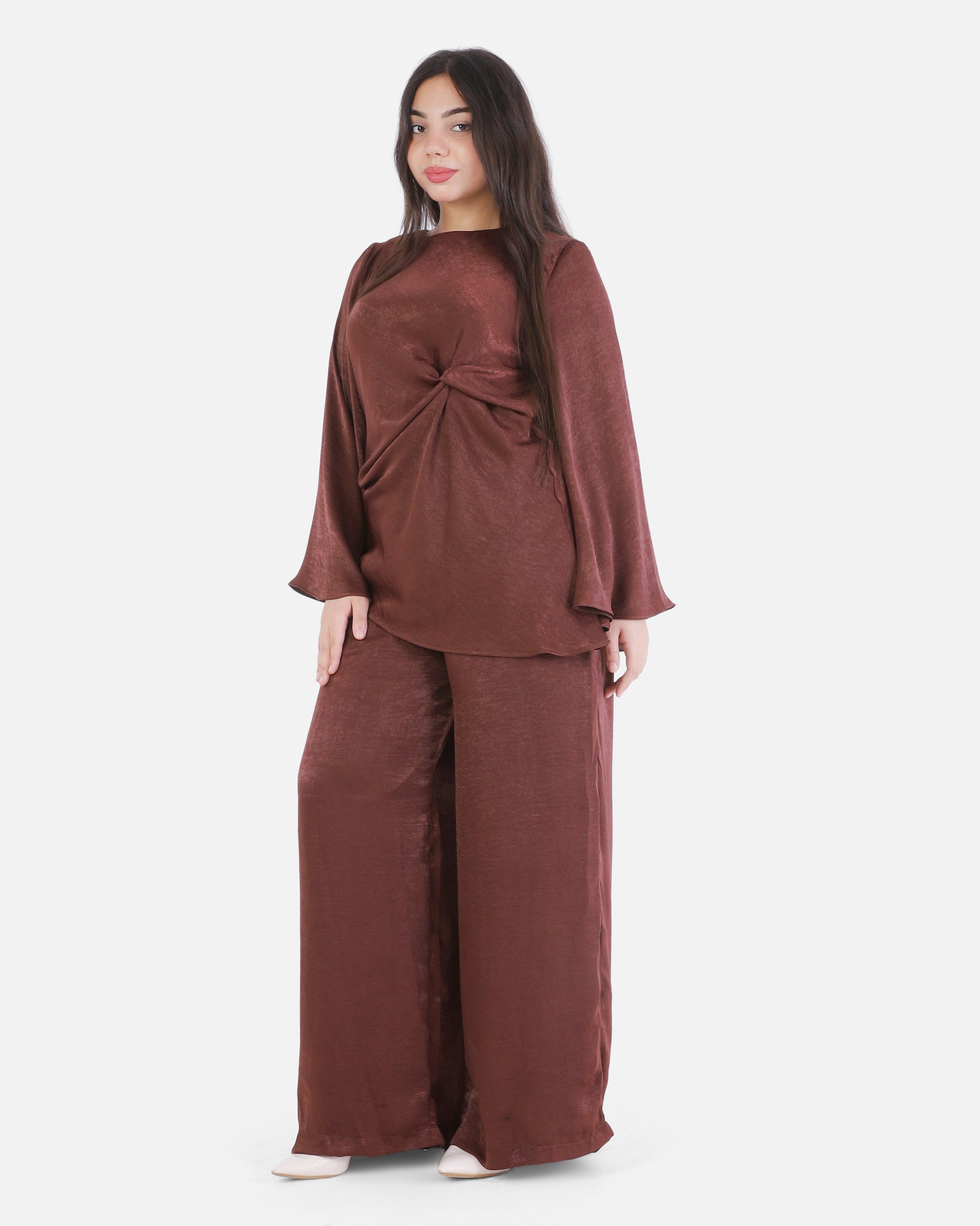 Elegant Flowing Blouse & Wide-Leg Pants Set 2003/235