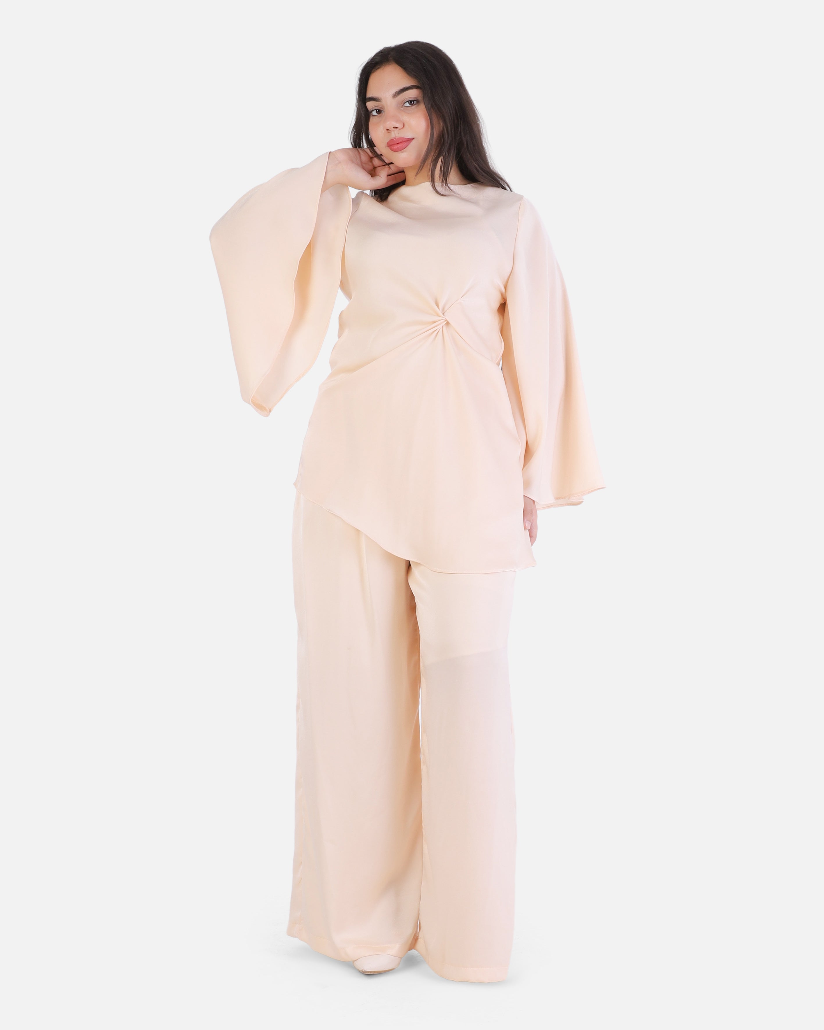 Elegant Flowing Blouse & Wide-Leg Pants Set 2003/235