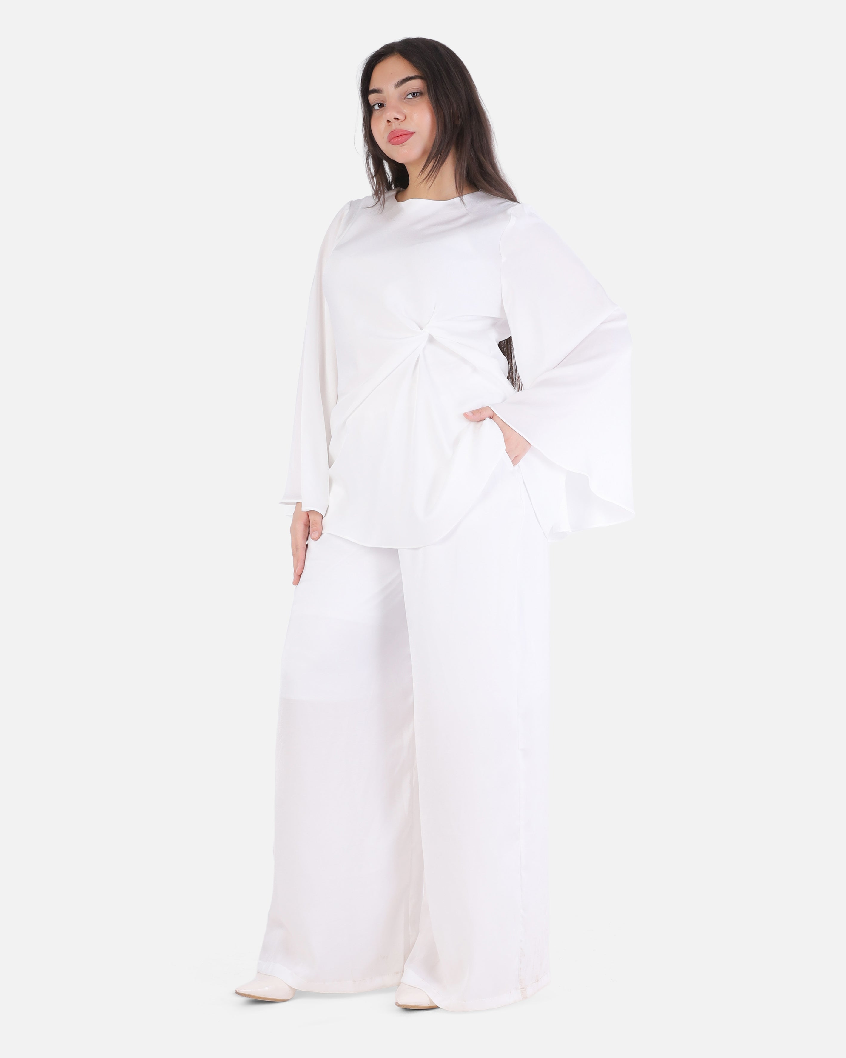 Elegant Flowing Blouse & Wide-Leg Pants Set 2003/235