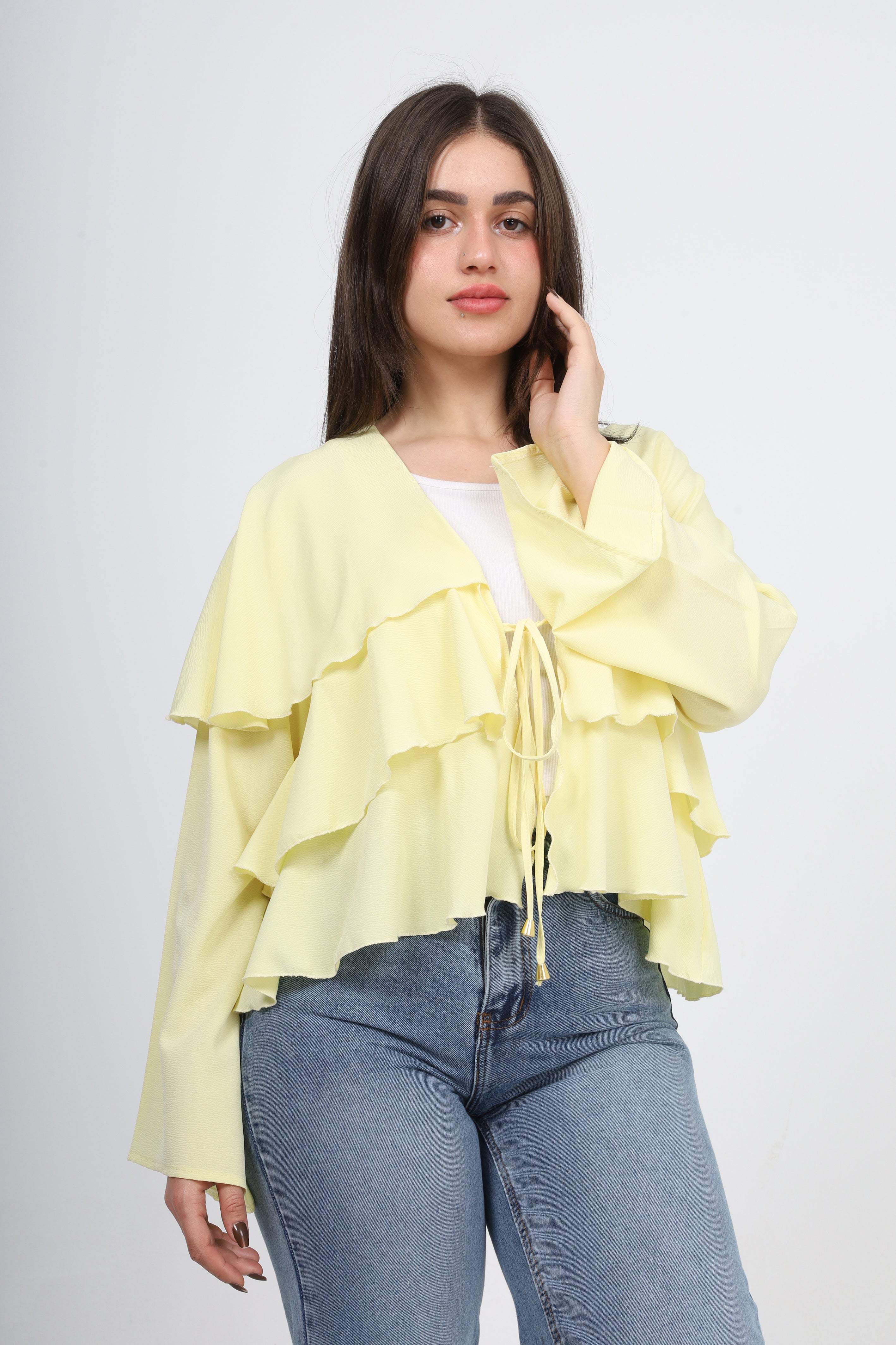 Ruffled Crop Blouse with Tie 2006/053