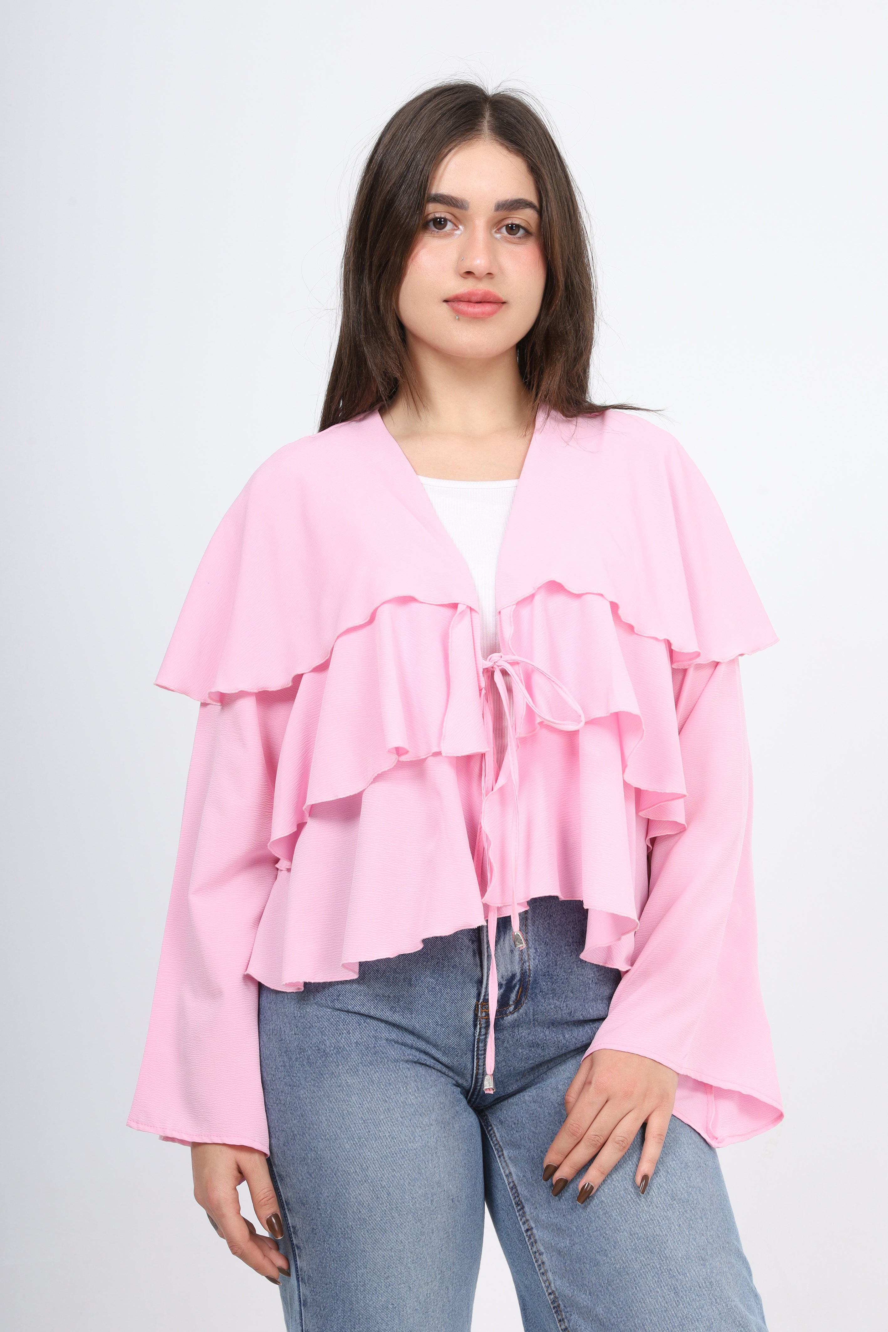 Ruffled Crop Blouse with Tie 2006/053