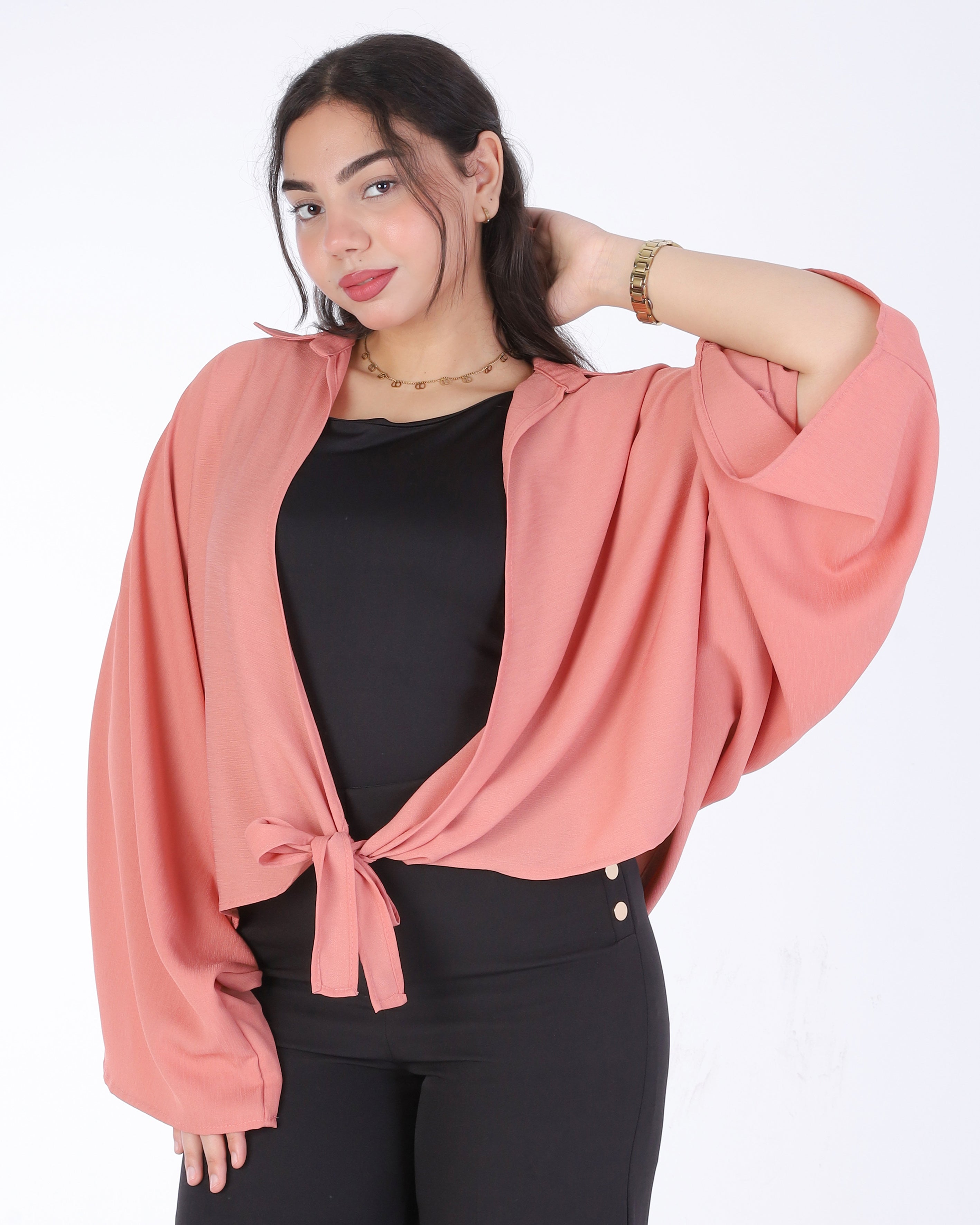 Short Cardigan with Wide Sleeves & Front Tie 2006/288/1