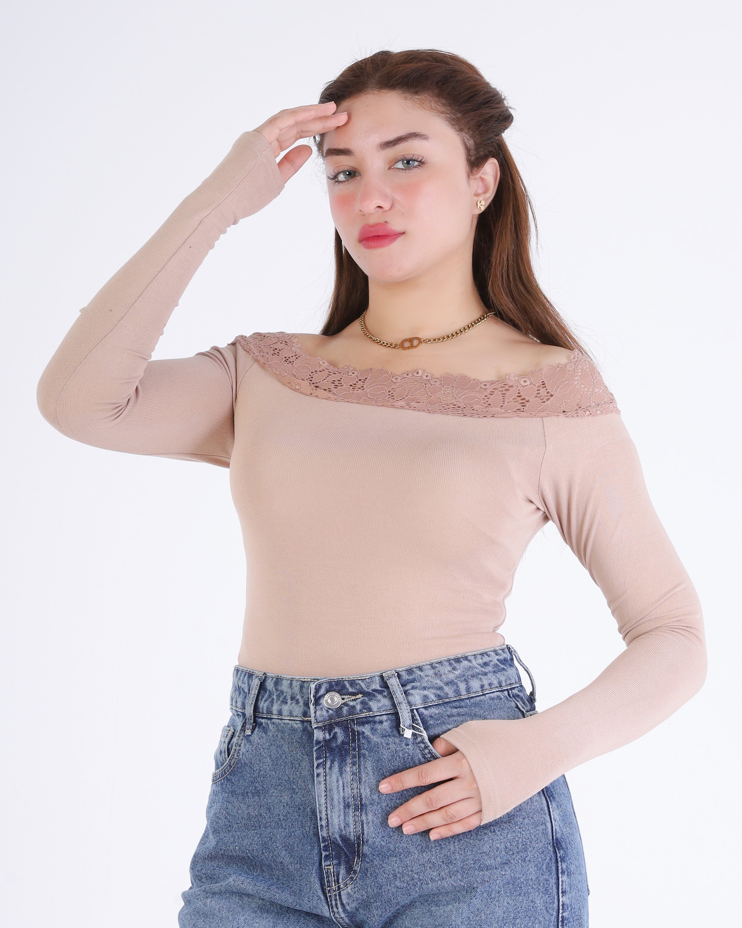 Off-Shoulder Lace Trim Top 2011/179