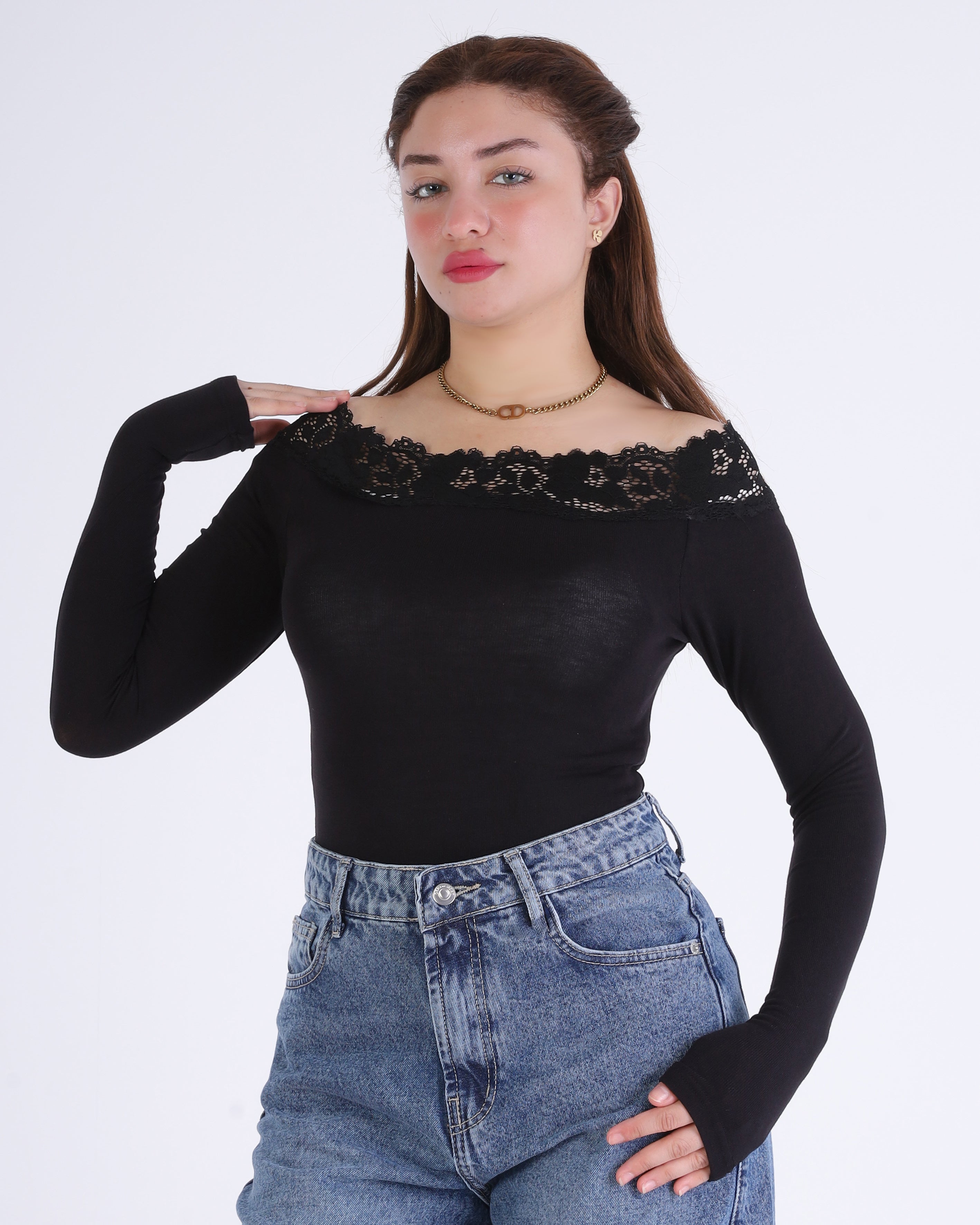 Off-Shoulder Lace Trim Top 2011/179