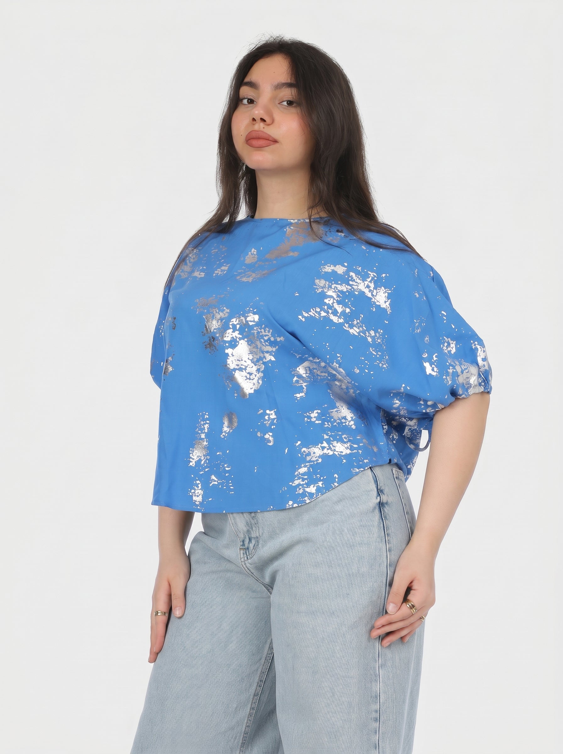 Abstract Print Short Sleeve Blouse 2011/215/1