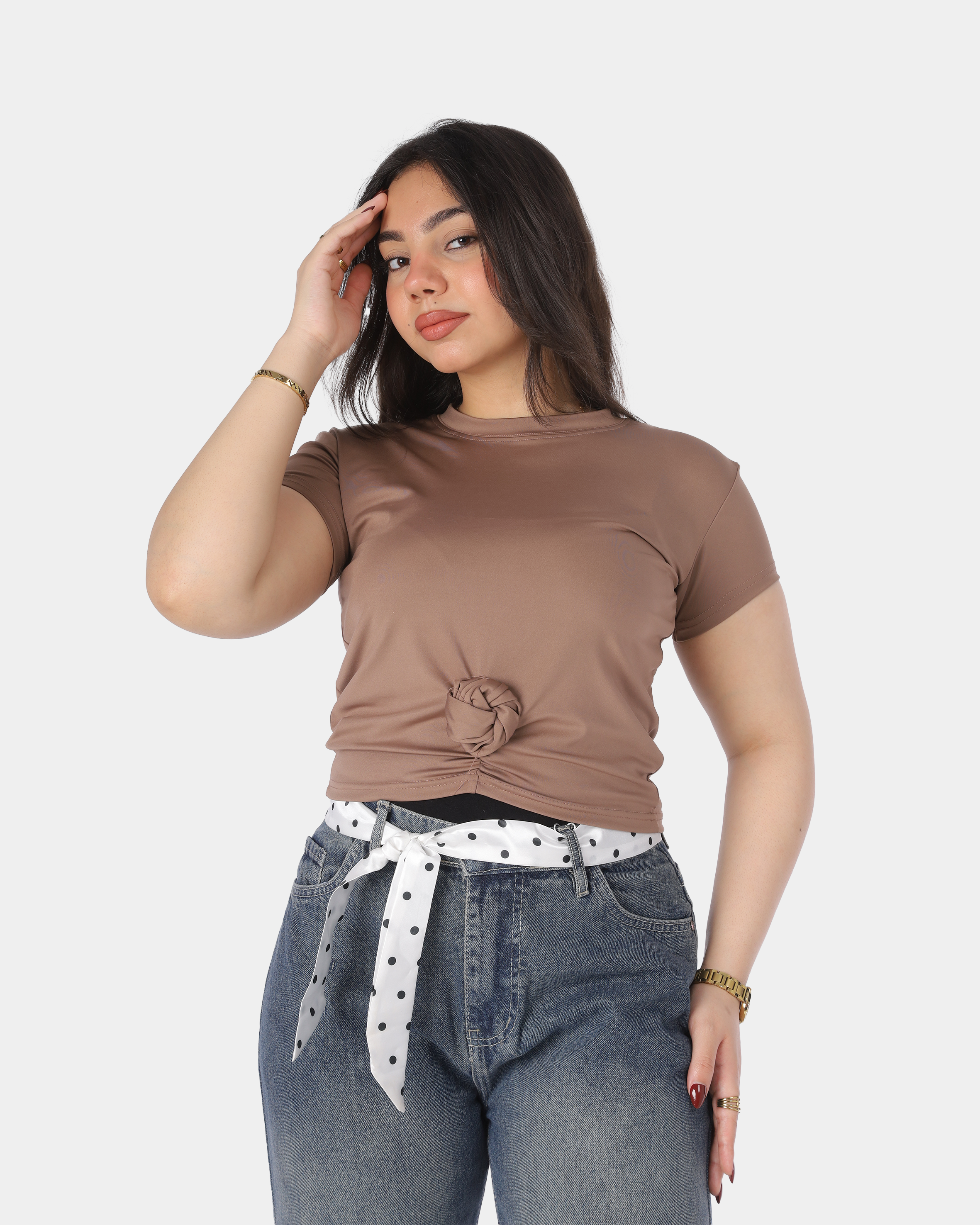 Front Knot Ruched Crop Top 2011/251
