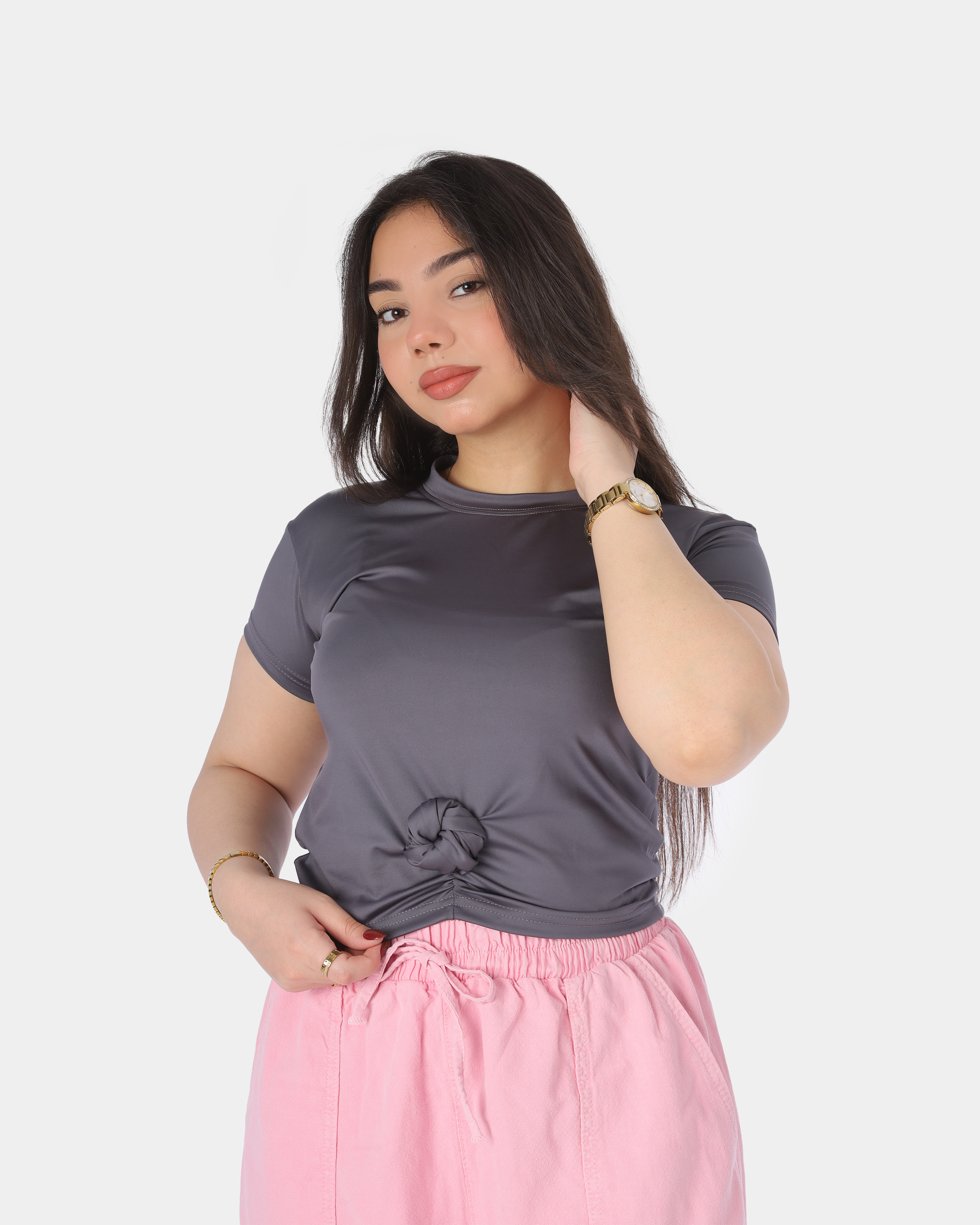 Front Knot Ruched Crop Top 2011/251