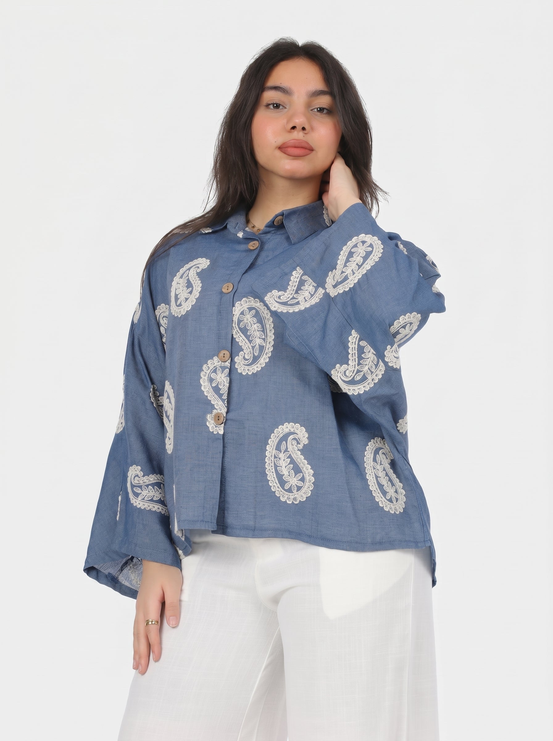 Embroidered Shirt with Wide Sleeves 2013/211/1