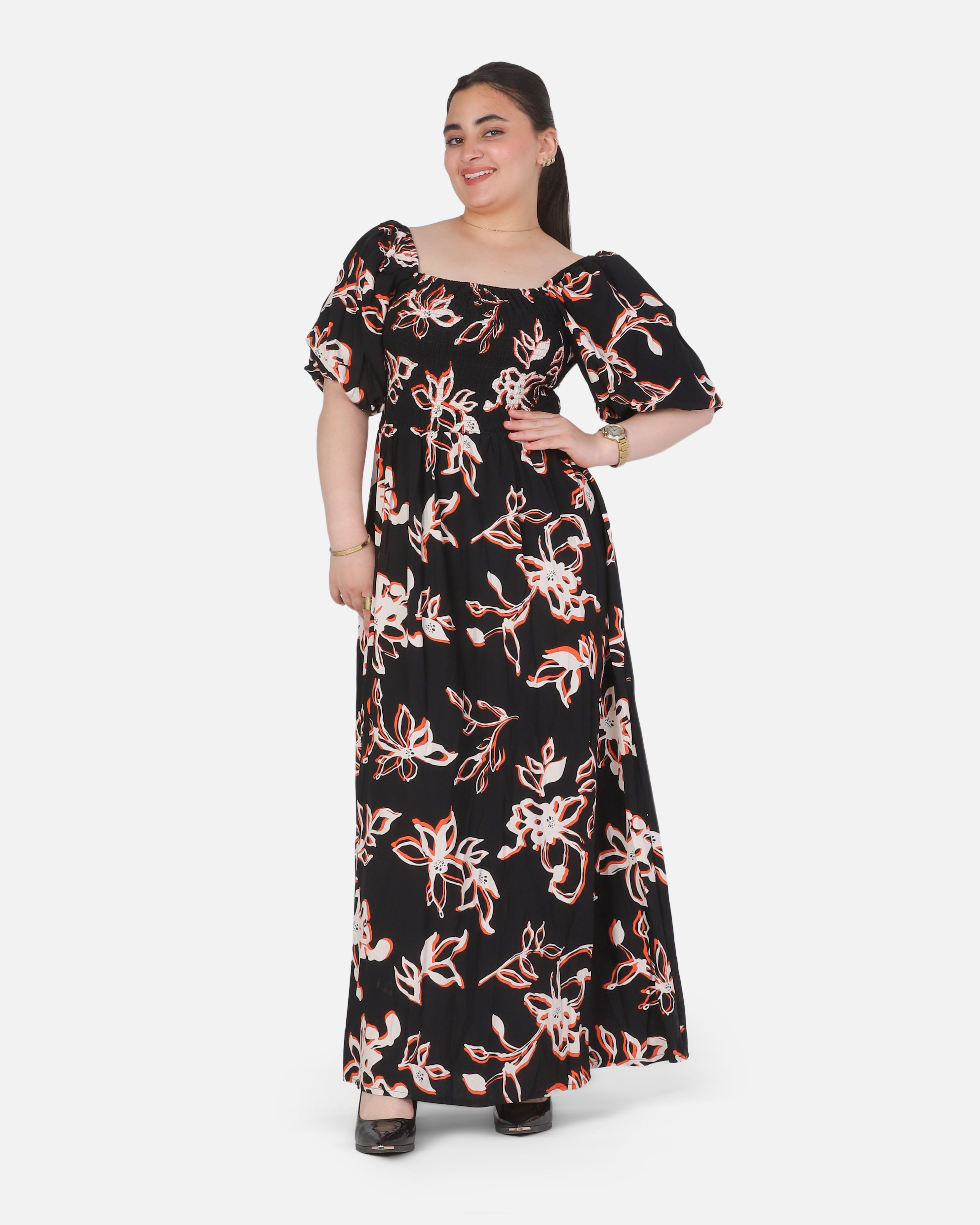 Floral Puff Sleeve Maxi Dress 2013/236/1
