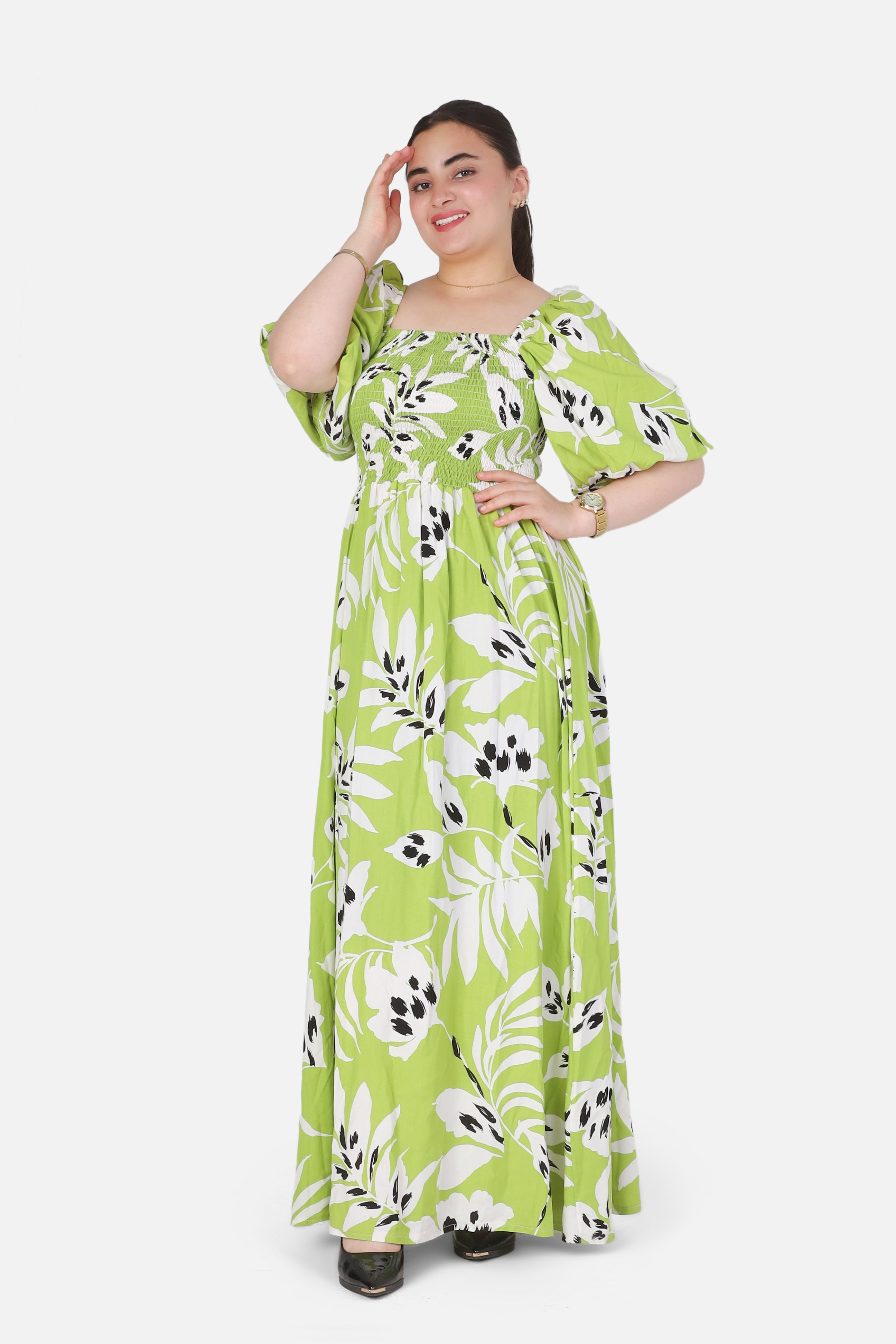 Tropical Floral Puff Sleeve Maxi Dress 2013/236/2