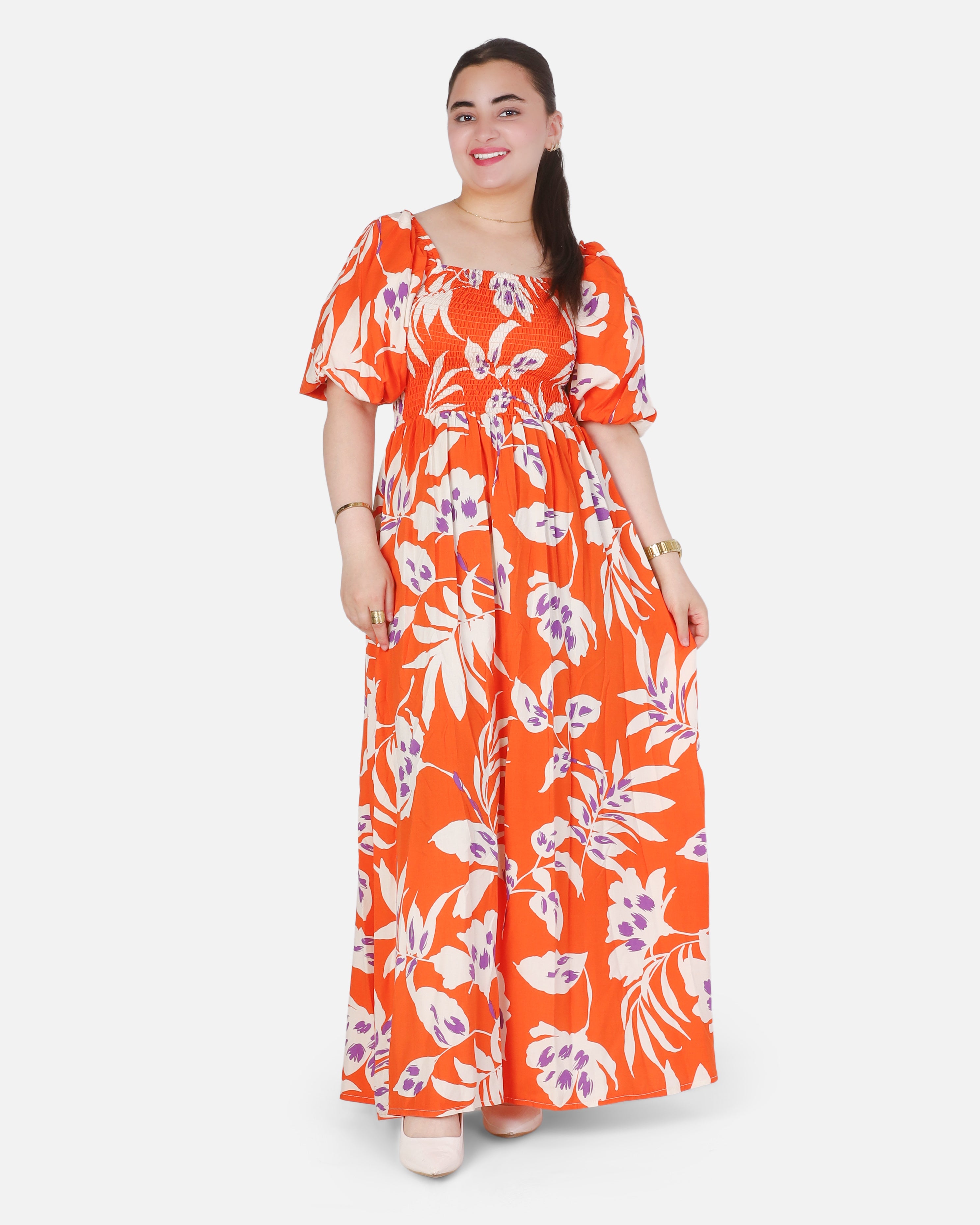 Tropical Floral Puff Sleeve Maxi Dress 2013/236/2