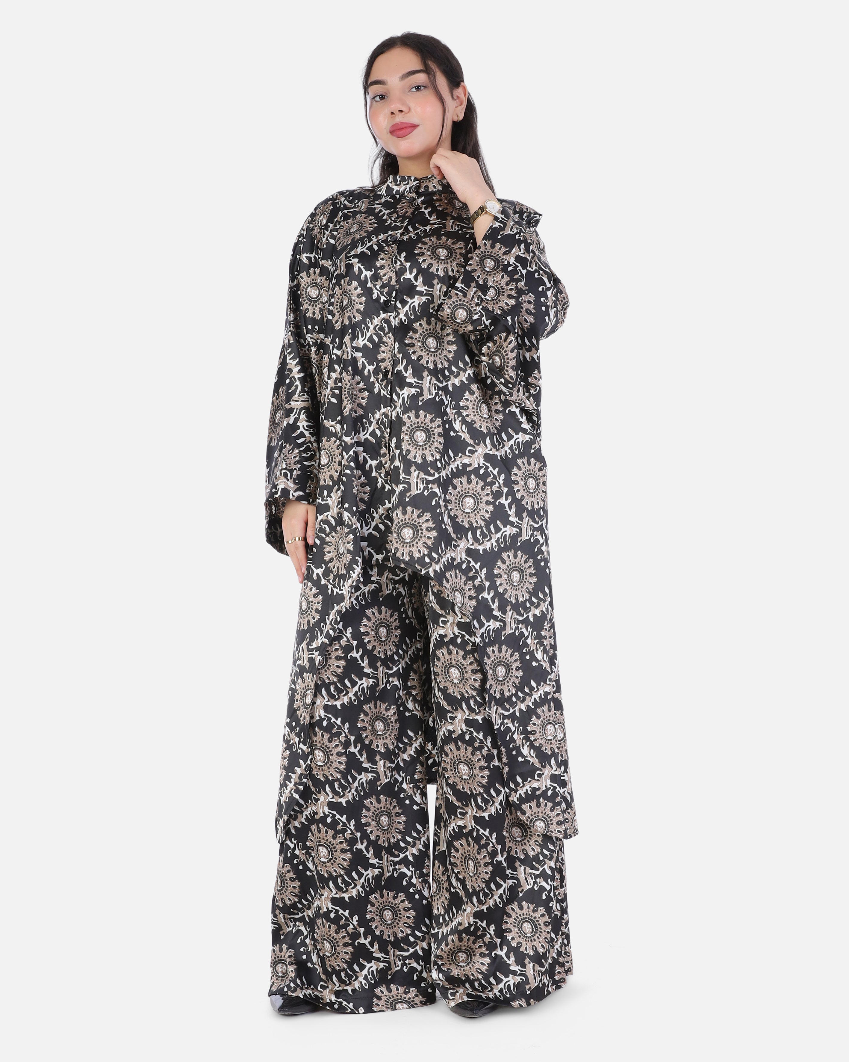 Oversized Printed Satin Suit Set 2014/265/1