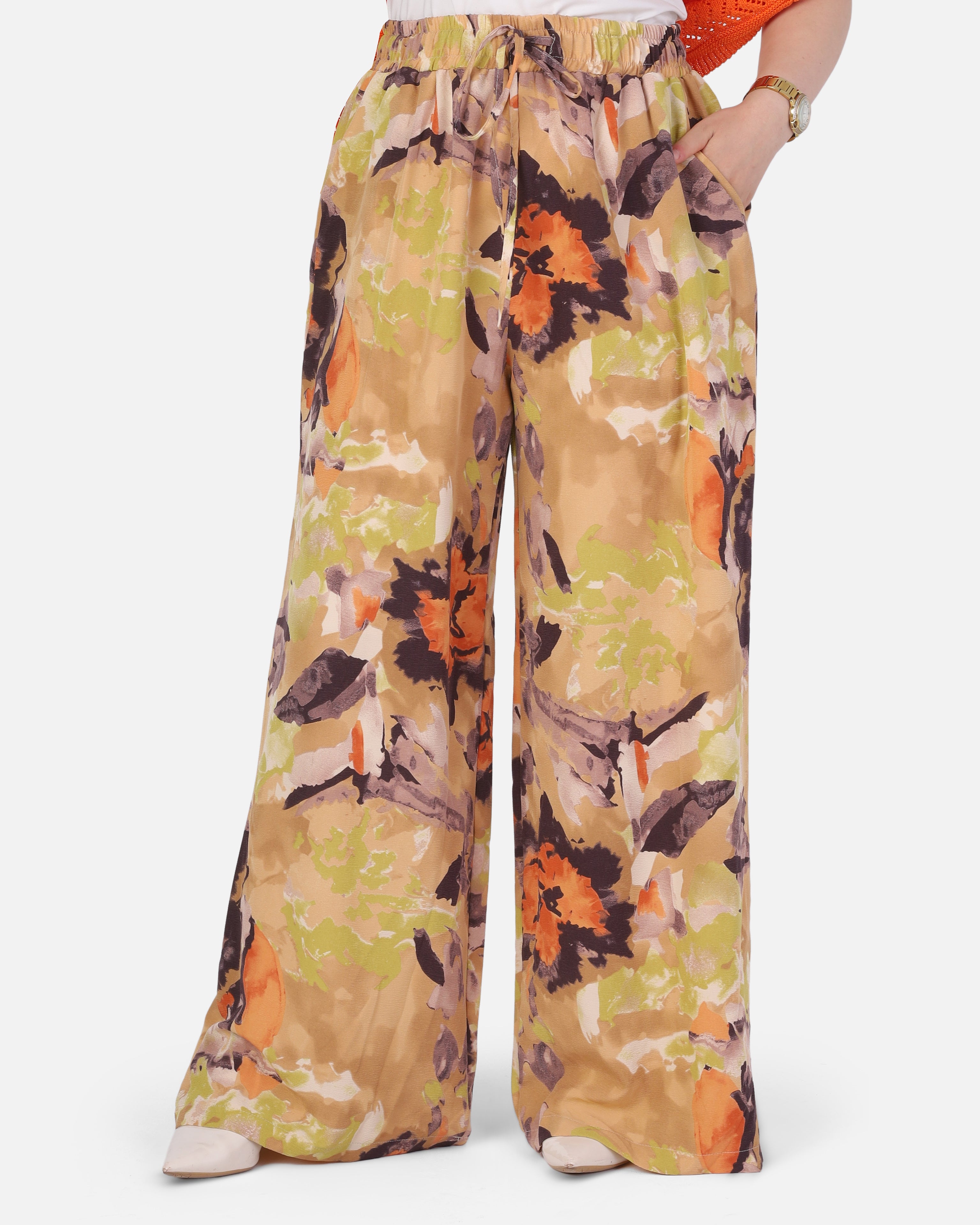 Abstract Floral Print Wide-Leg Pants 2014/281