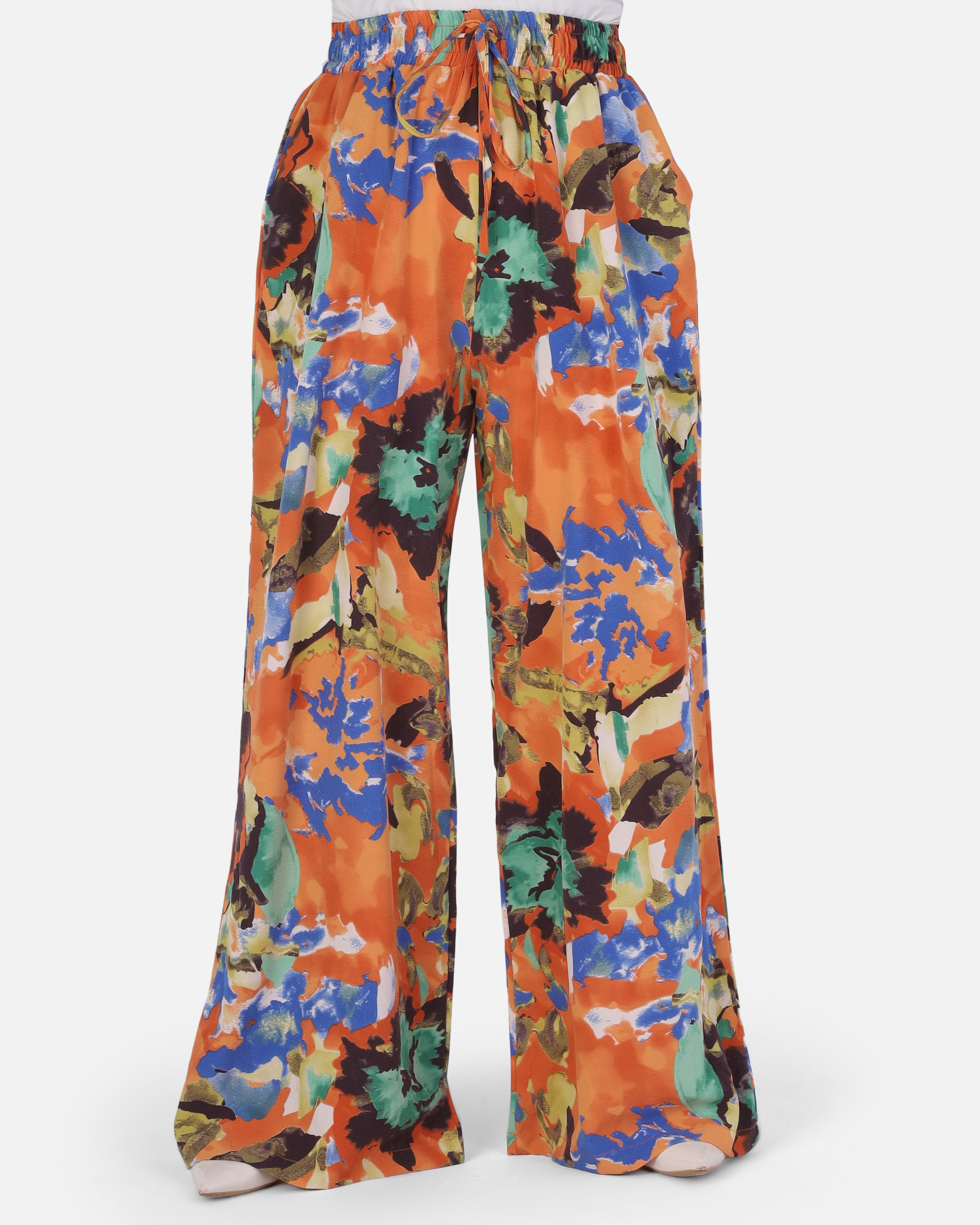 Abstract Floral Print Wide-Leg Pants 2014/281
