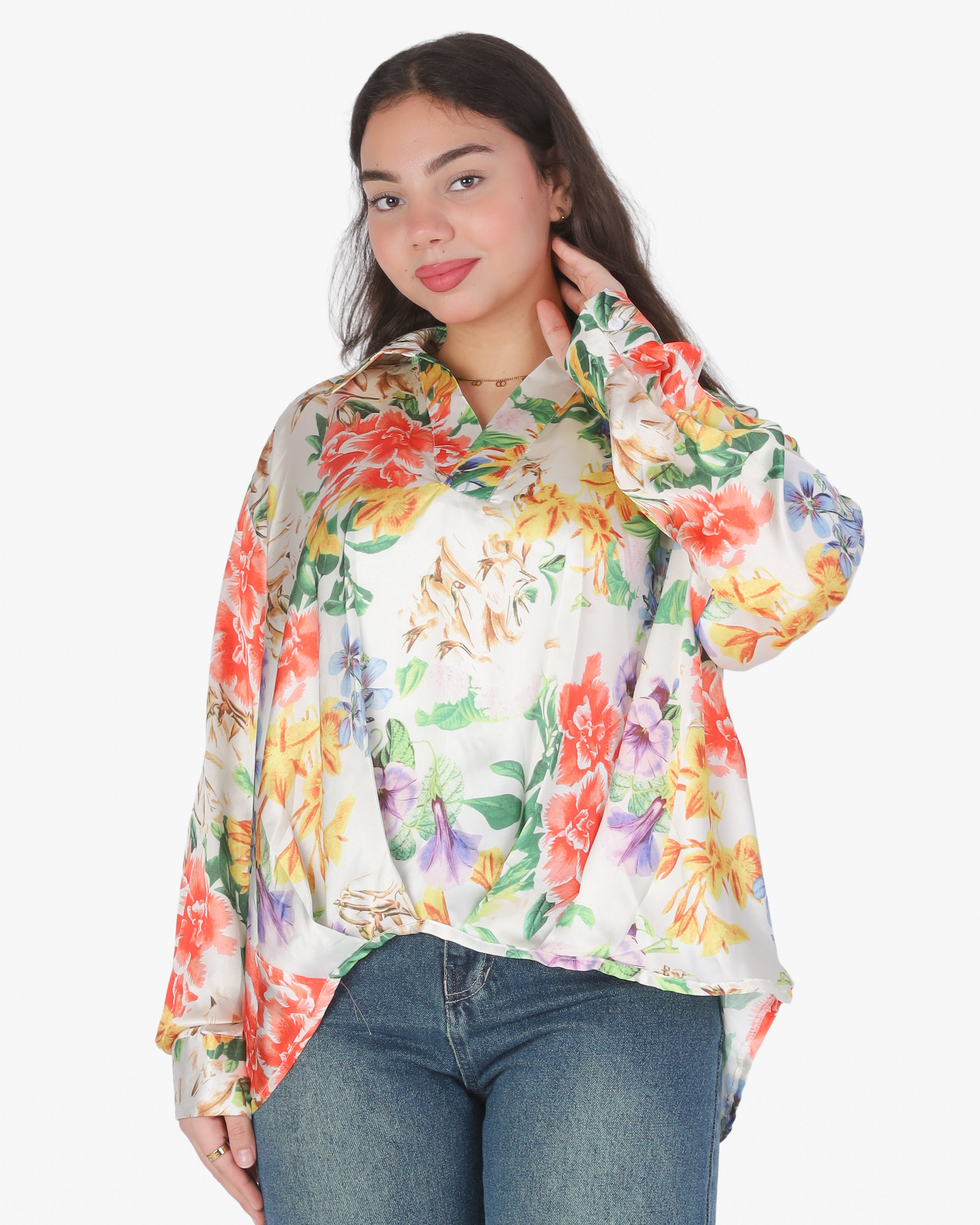 Flowy Printed Satin Blouse 2014/284/2