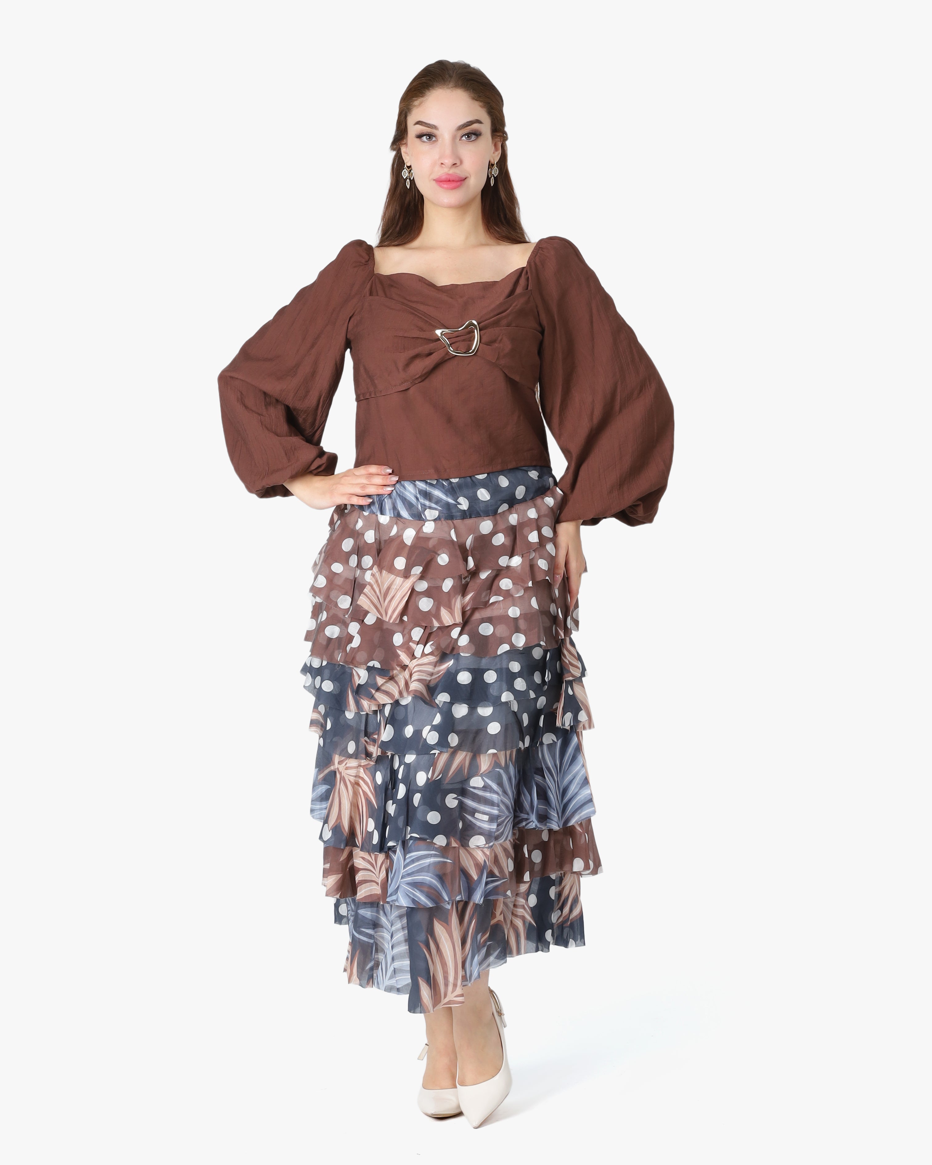Layered Printed Skirt 2036S1234