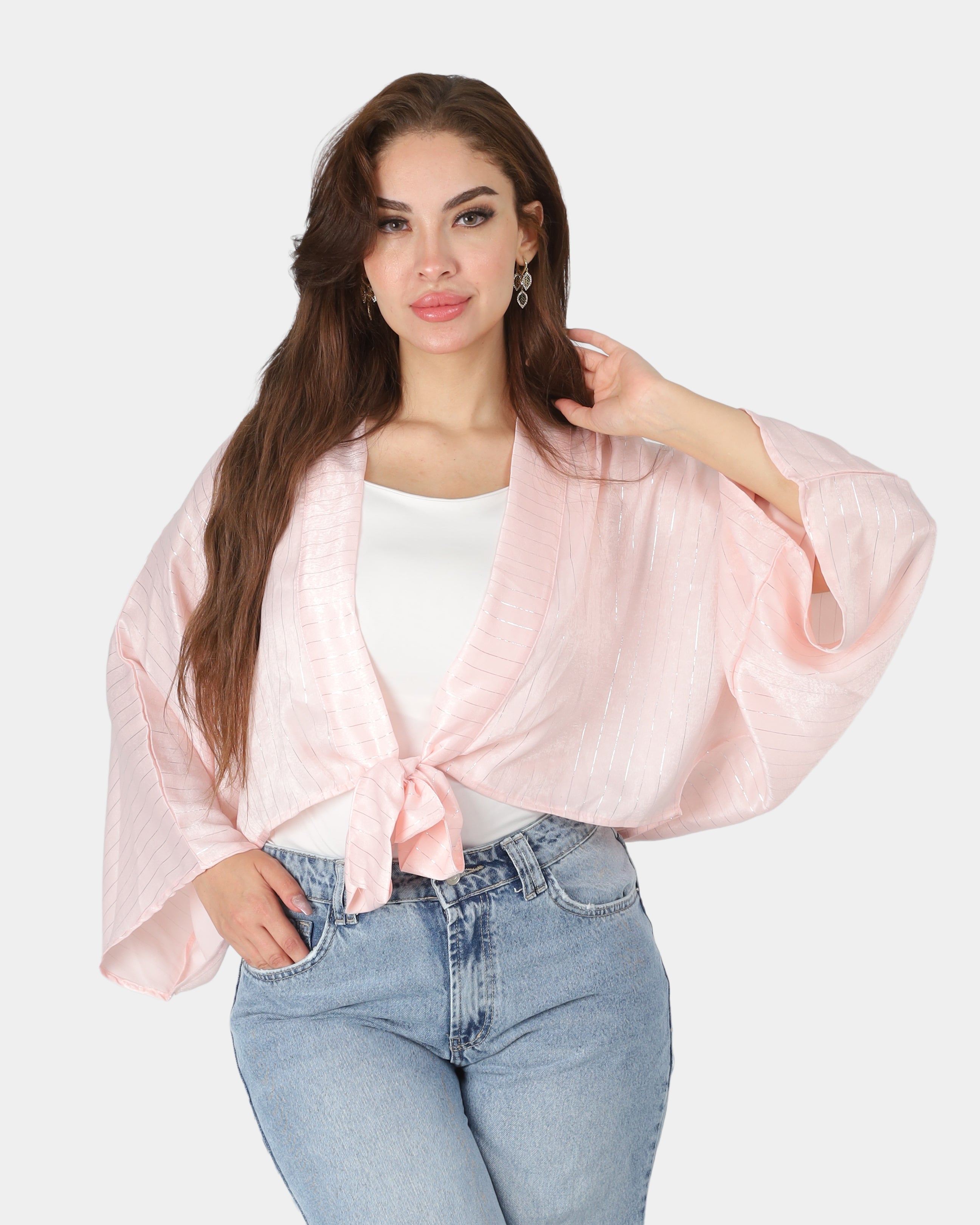Striped Satin Tie-Front Bolero 2036SH49/1