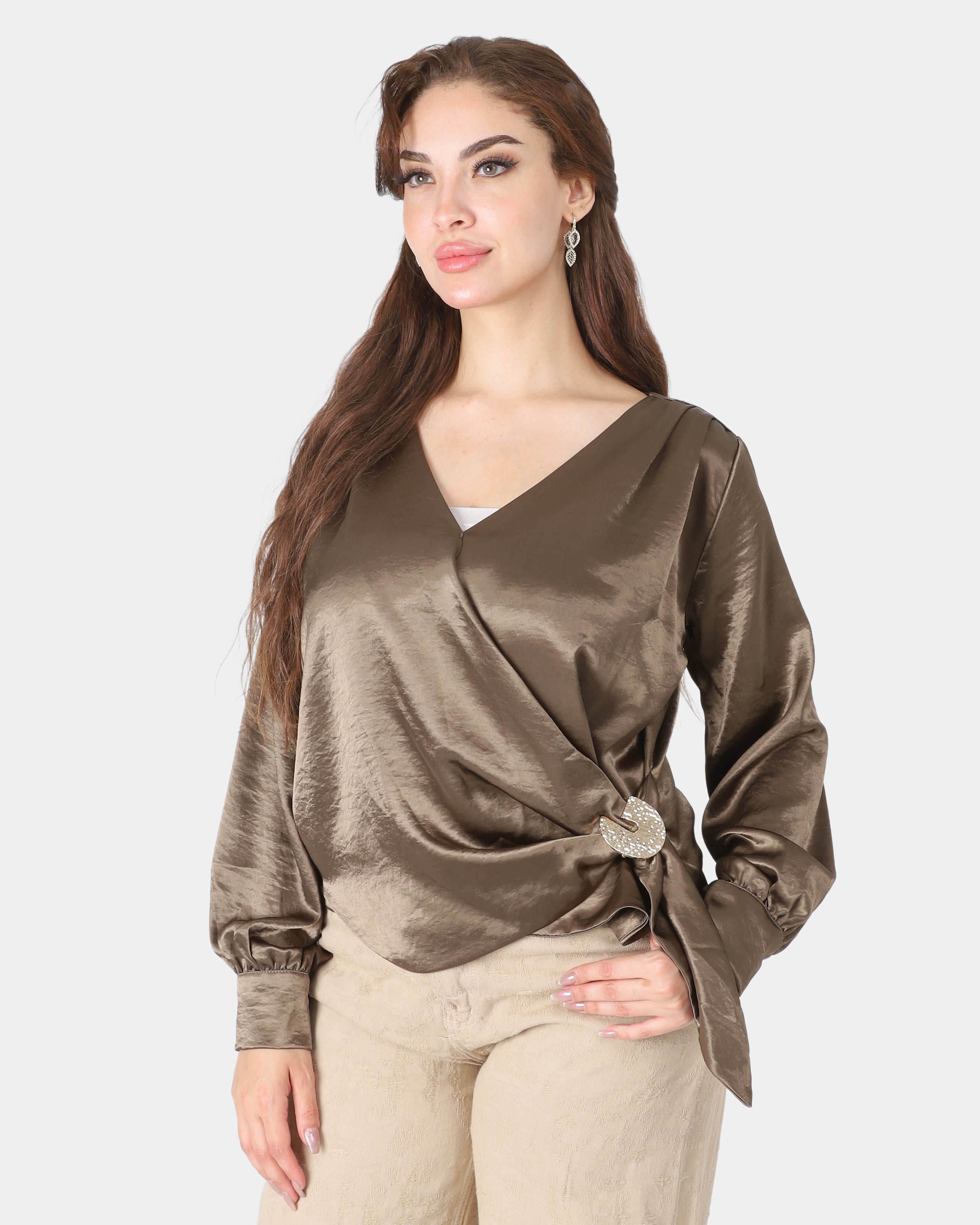 Satin Blouse with Side Tie 20521003
